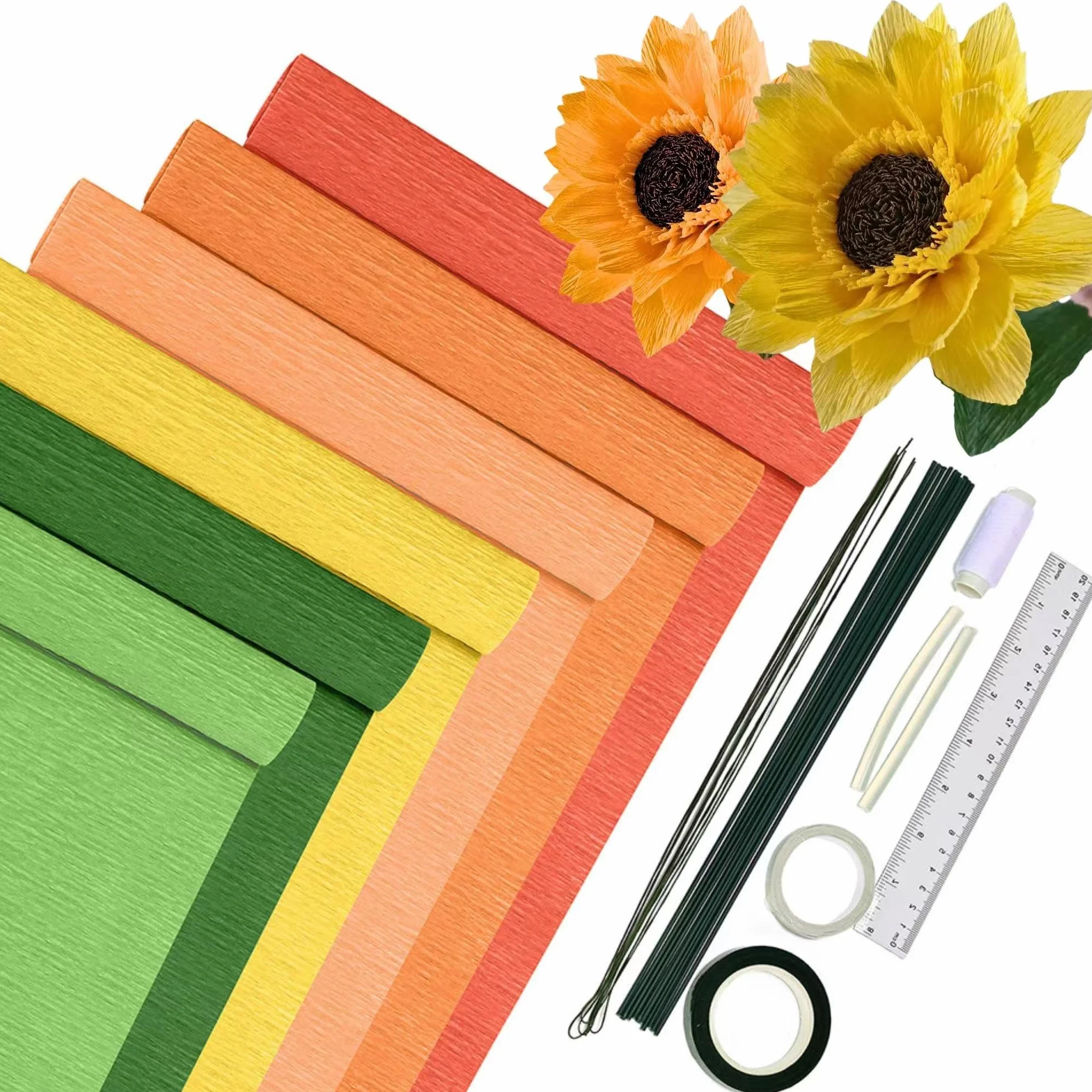 Carta crespa colorata gialla set 6 rotoli 25x200 cm fai da te fiori