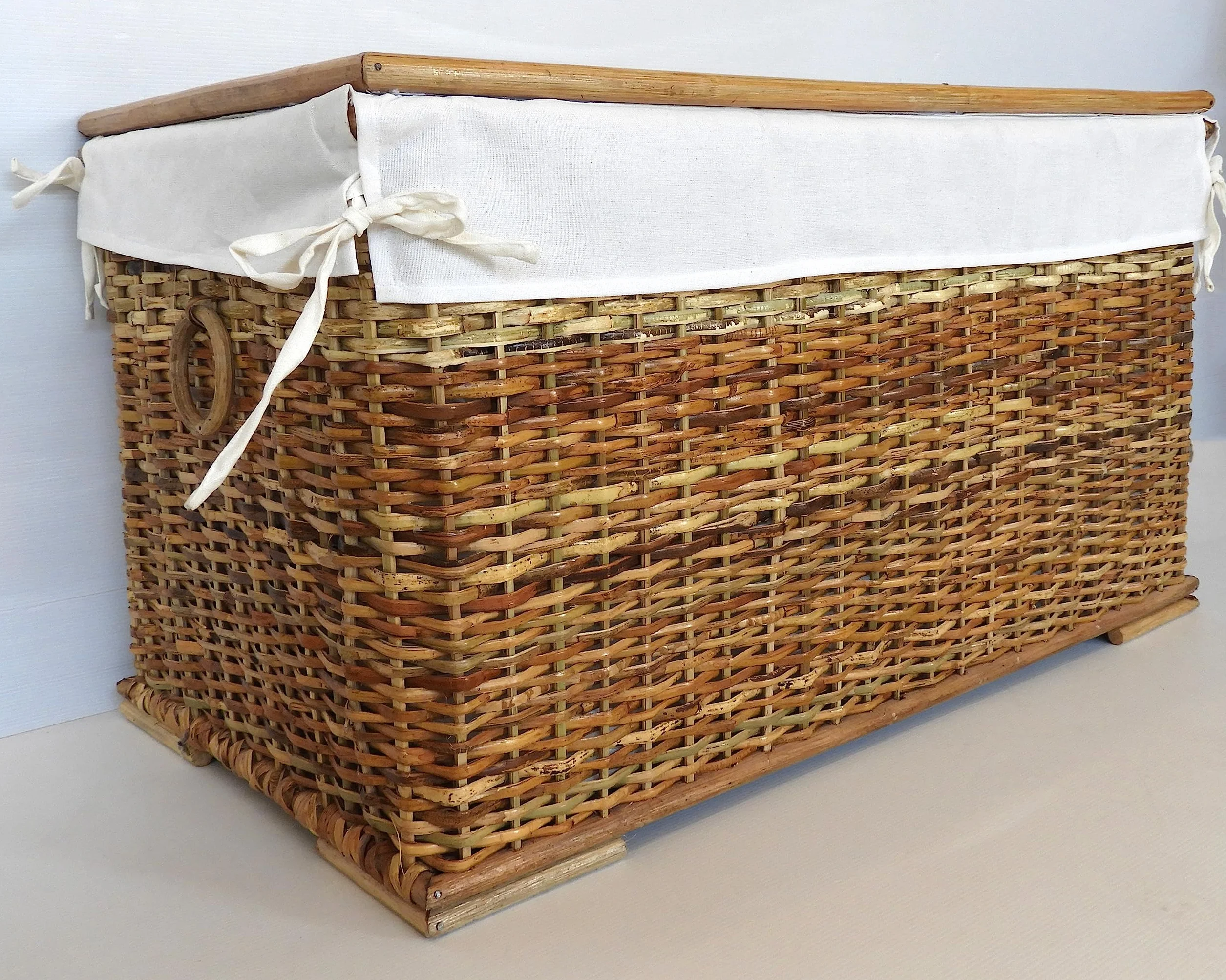 cesto vimini baule porta biancheria rattan portbiancheria fodera cotone cm 70x38x40 H
