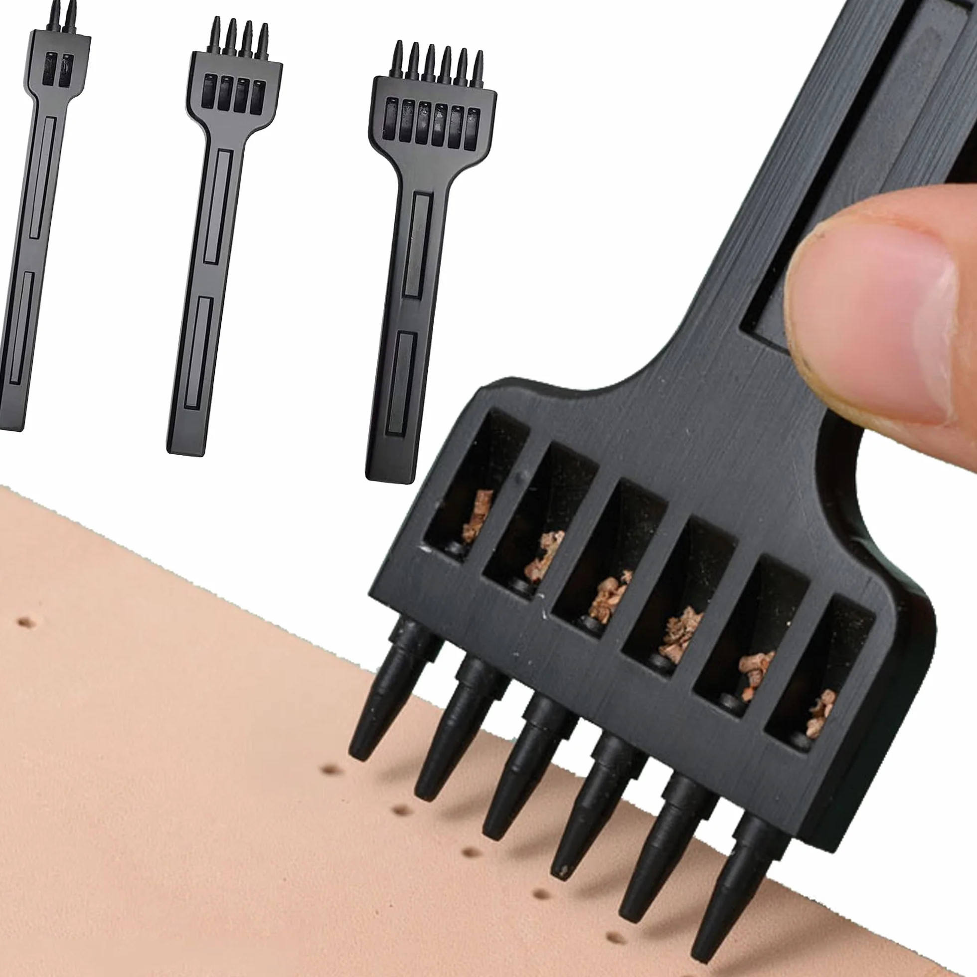3Pcs Punzoni in Acciaio,Punzonatrice Fai Da Te in Pelle,Strumenti di Punzonatura Punzoni, 2-6mm 2 + 4 + 6 Denti Cuciture Scalpello Tool, per Allacciatura Cucitura Artigianale in Pelle
