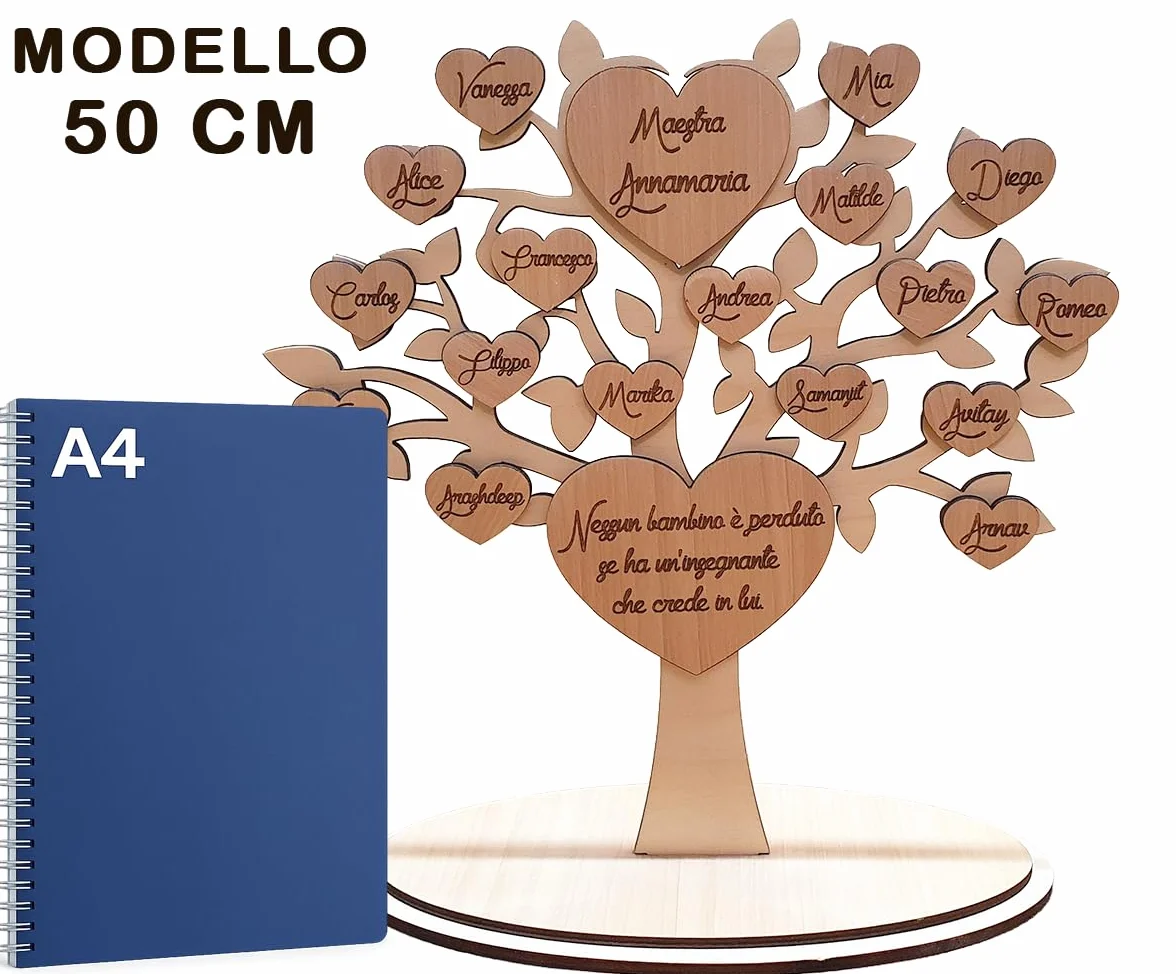 Albero della vita in legno personalizzato con nomi - regalo maestre nido, materna, elementari, mamma, compleanno