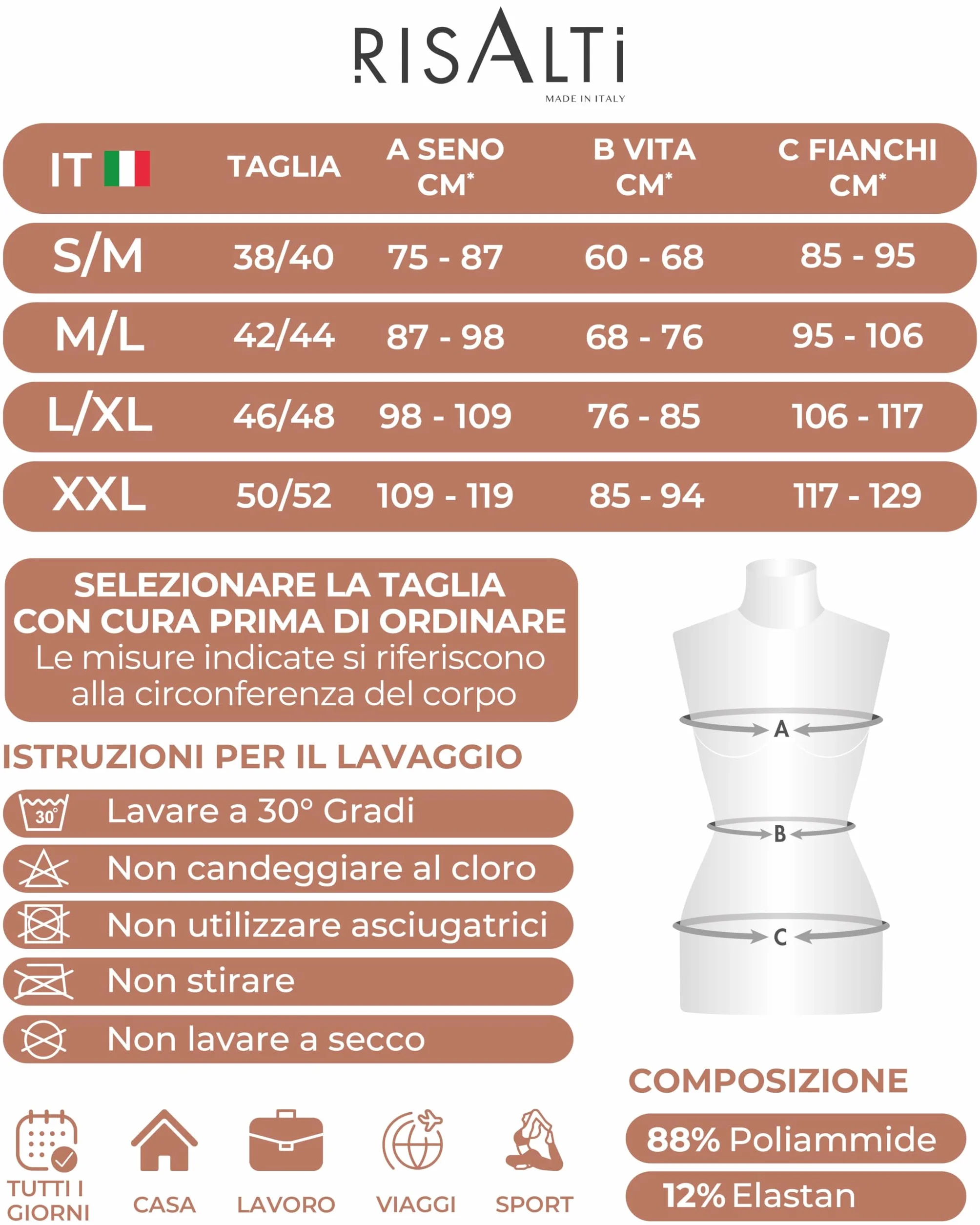 Risalti Guaina Modellante Donna Seamless - Pantaloncini Modellanti Morbidi, Antisfregamento Cosce, Confort Senza Cuciture ed Etichette - Made in Italy