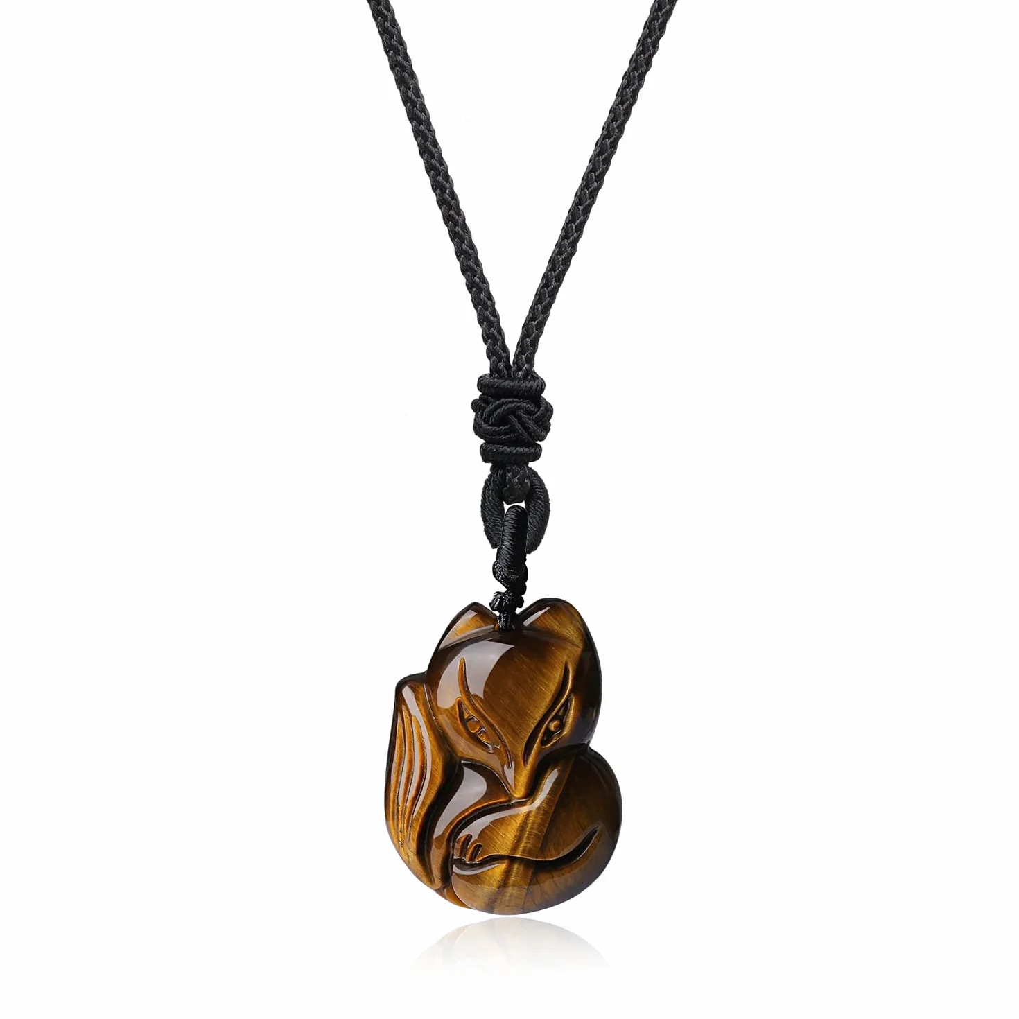 Pendente Volpe in Pietre Naturali, Collana Unisex Laccio Regolabile