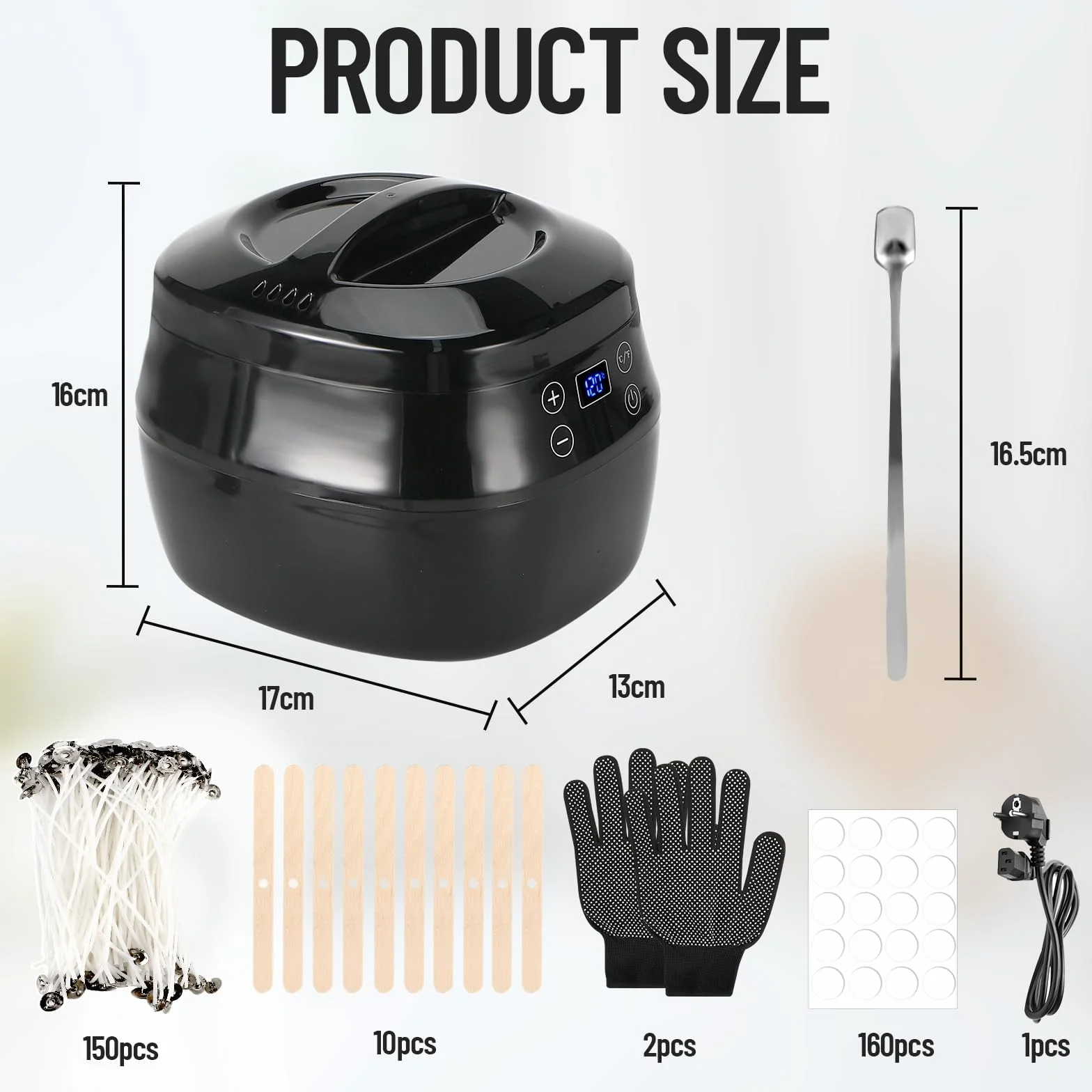 Ambesty Scaldacera Professionale 1L Elettrica Digitale LCD per Candele Kit Cera di Soia