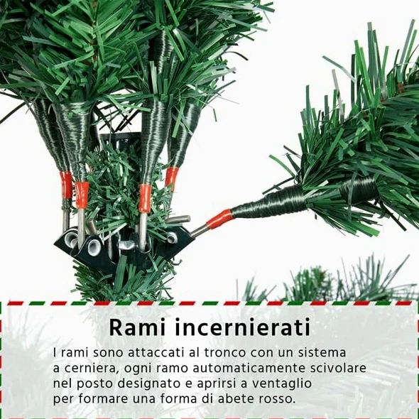 Yaheetech Albero di Natale 219 cm Artificiale Automatico Folto Realistico 1446 Rami Incernierati Supporto in Metallo Pieghevole Decorazioni per Casa Negozio