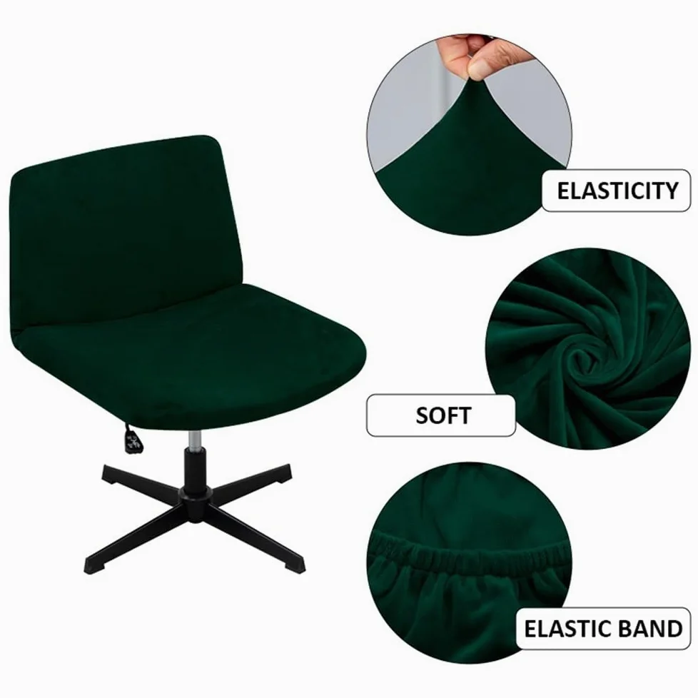 Copribraccioli moderni in velluto e peluche per sedie da ufficio, ampio design incrociato, protezione posteriore elastica, elegante tappezzeria bianca, perfetta per uso domestico e ufficio.