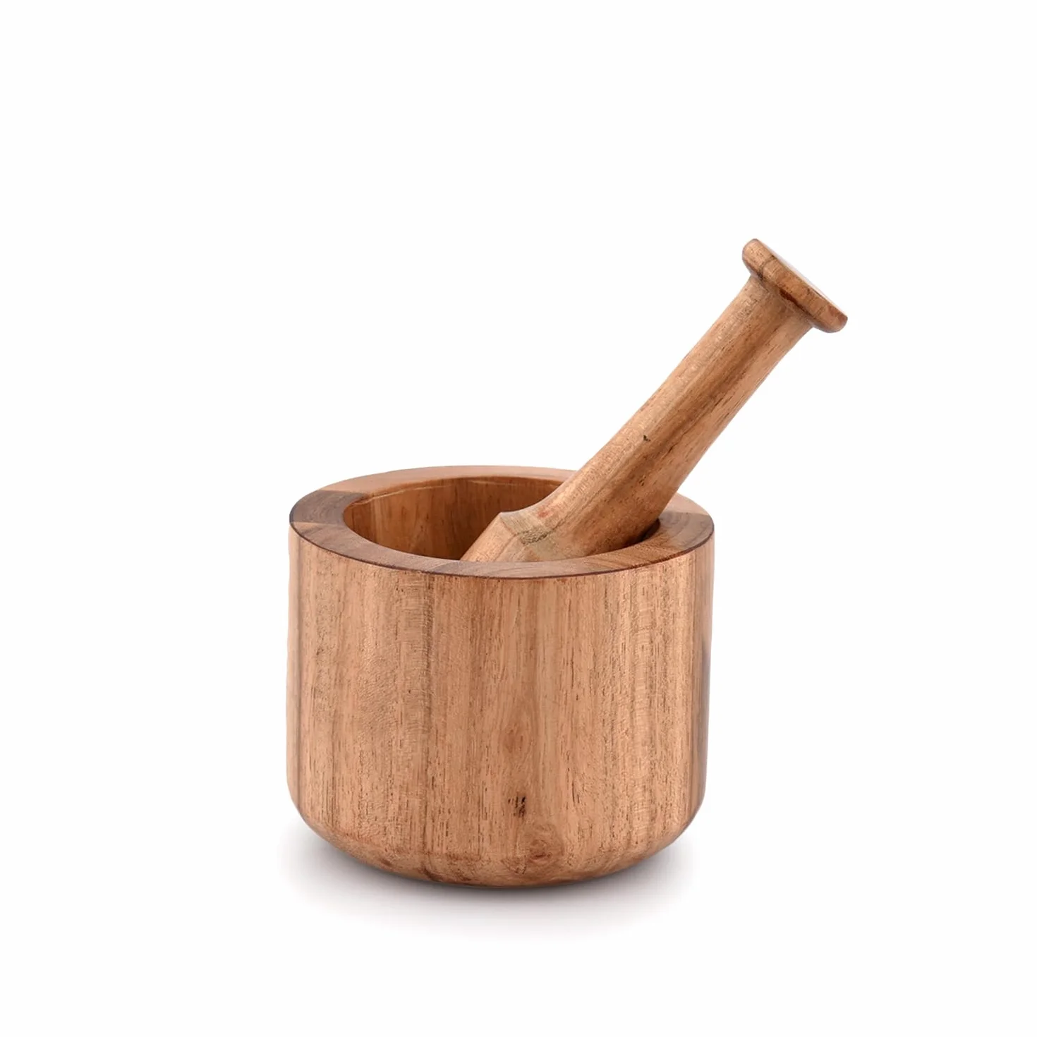 Samhita Mortaio e pestello in legno di acacia per aglio, pepe, erbe, utensili da cucina Regalo di compleanno, inaugurazione casa 10,2 x 7,6 cm, 14 cm