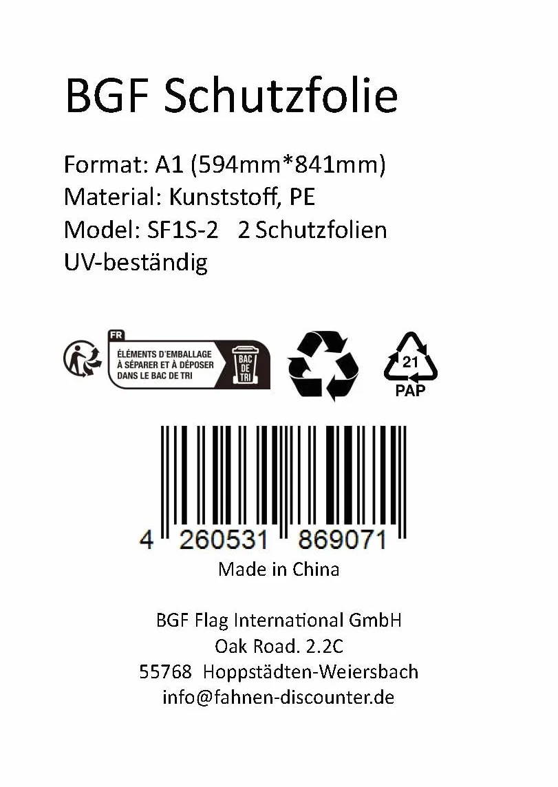 DIN A1 / A1 Plus (594 mm x 841 mm) / (613 mm x 862 mm), pellicola protettiva di ricambio per cornice poster, cornice (2 x A1 594 mm x 841 mm).