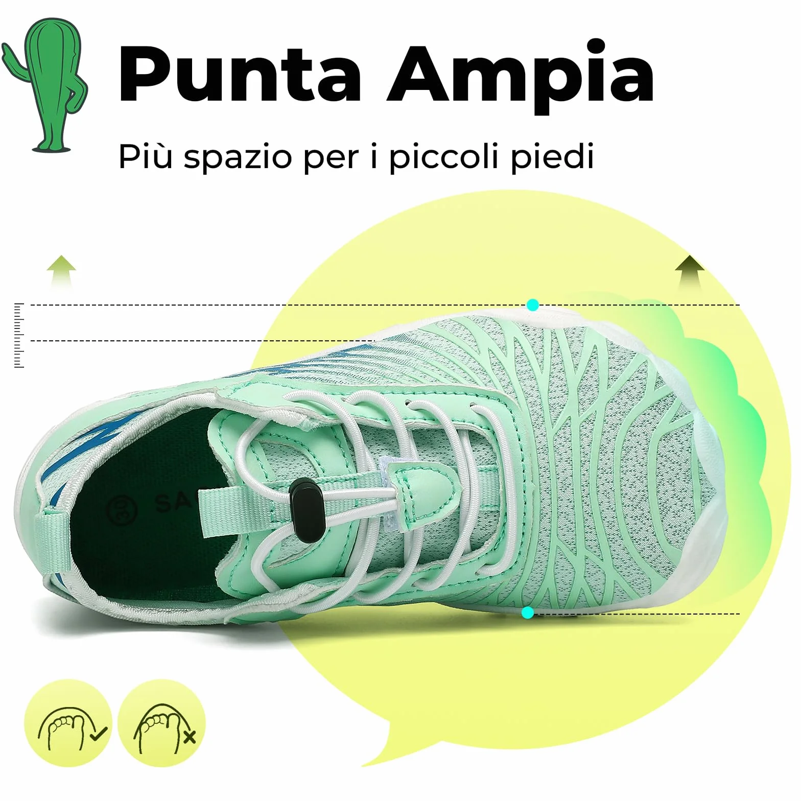 SAGUARO Scarpe da bagno bambini a piedi nudi asciugatura rapida traspiranti punta larga misure 25-35