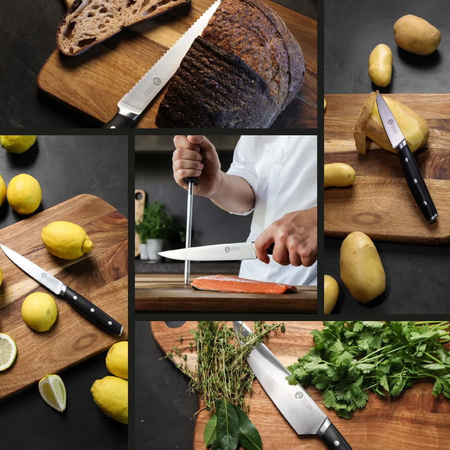 MasterChef Set Coltelli da Cucina Professionali Acciaio Inossidabile, 5 Pezzi