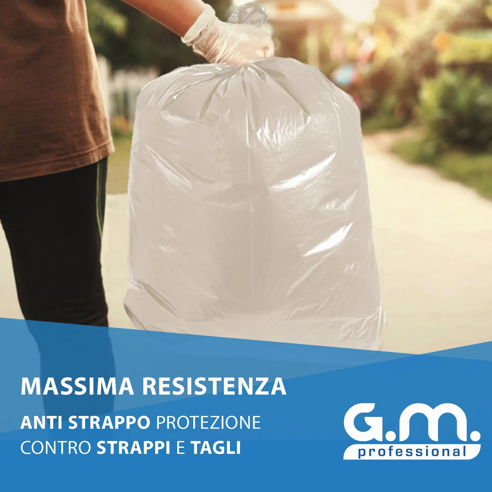 GM 80 Sacchi Ambra Trasparenti Grandi Resistenti misura 90x120 cm in Plastica HDPE, 130 litri, Sacchetti indifferenziata, Buste spazzatura, Bustoni immondizia condominiali, 8 Rotoli da 10 Buste