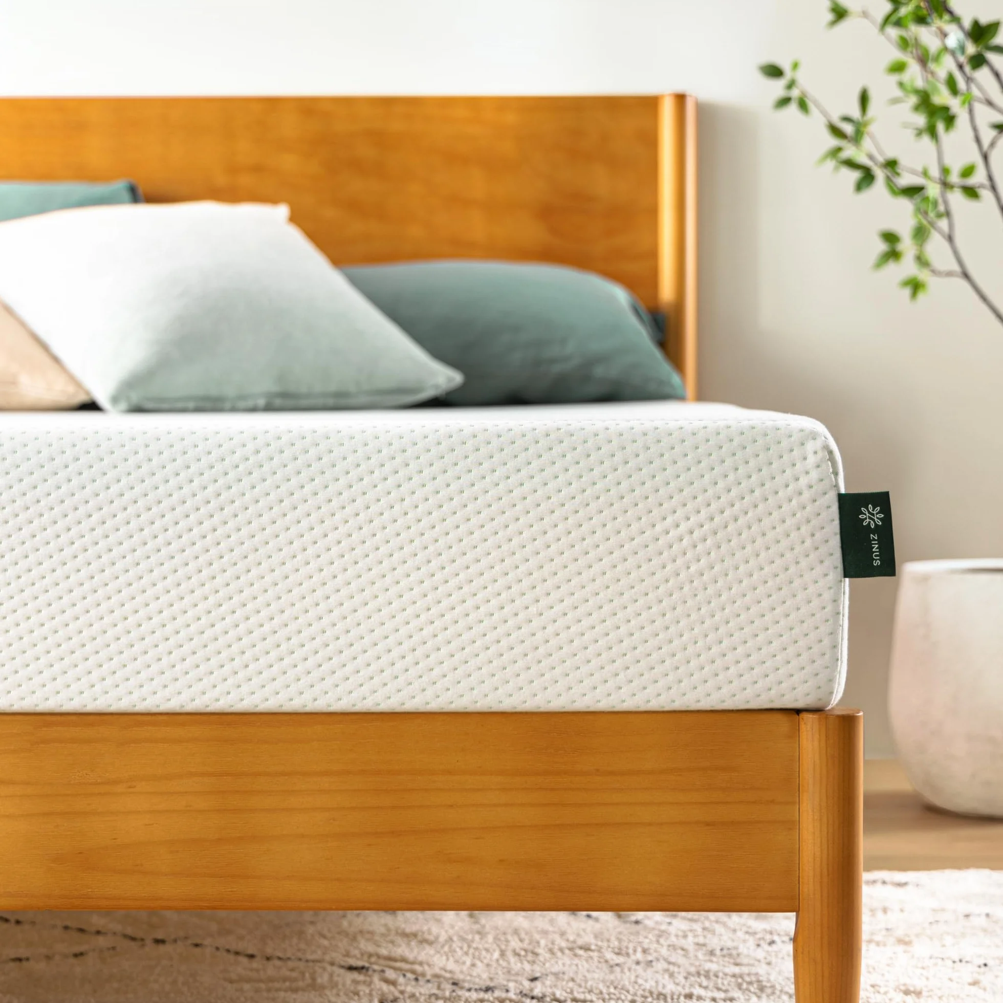 Zinus Materasso Matrimoniale 160x190 cm Memory Foam Infusa Con Tè Verde - Altezza 15 cm - Media Rigidità - Certificato OEKO-TEX - Materasso Ortopedico Ventilato e Anti-Umidità