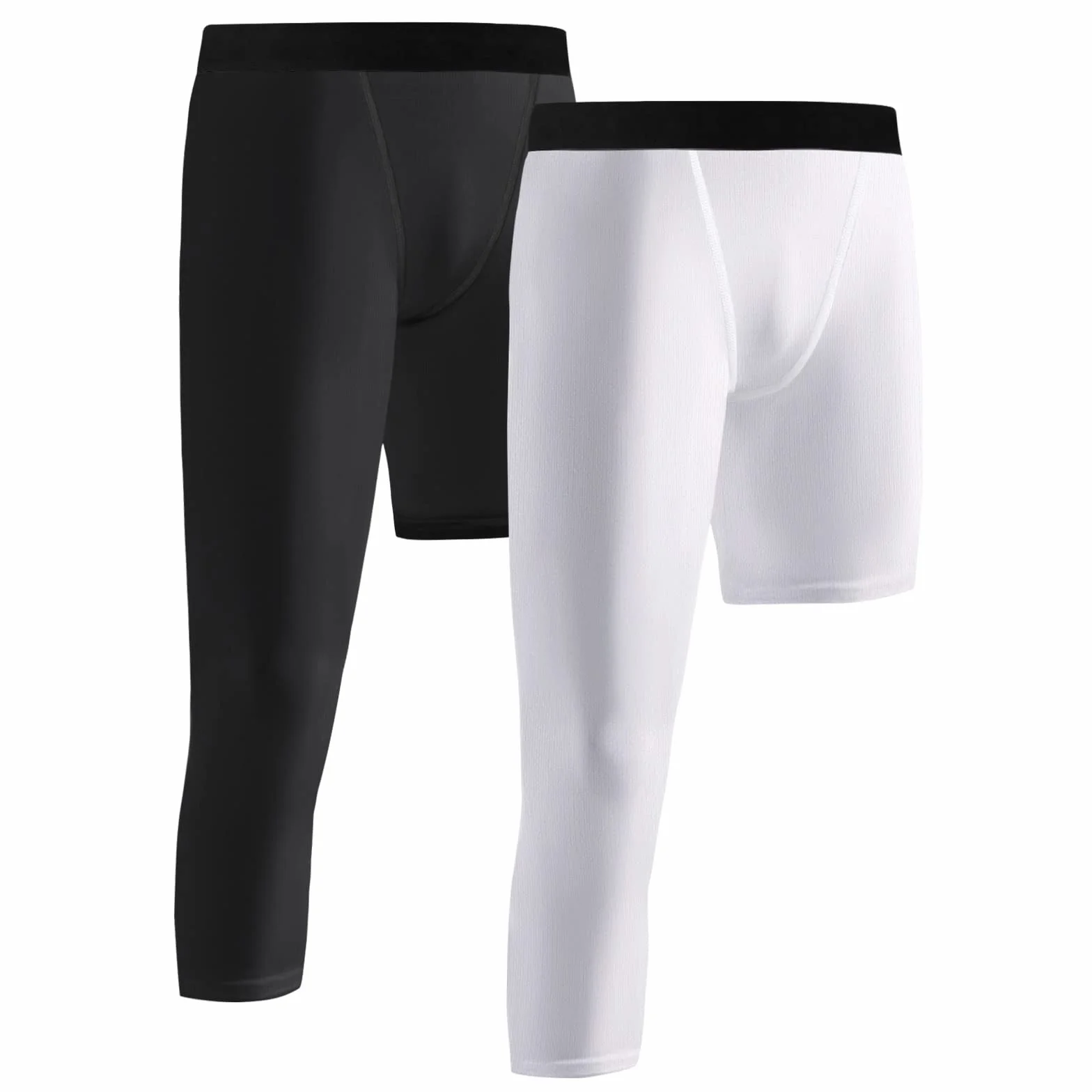 2-Pack Bambino Pantaloni a Compressione Monopiede 3/4 Leggings per Basket Running Capri Collant Sport Athletic Base Layer
