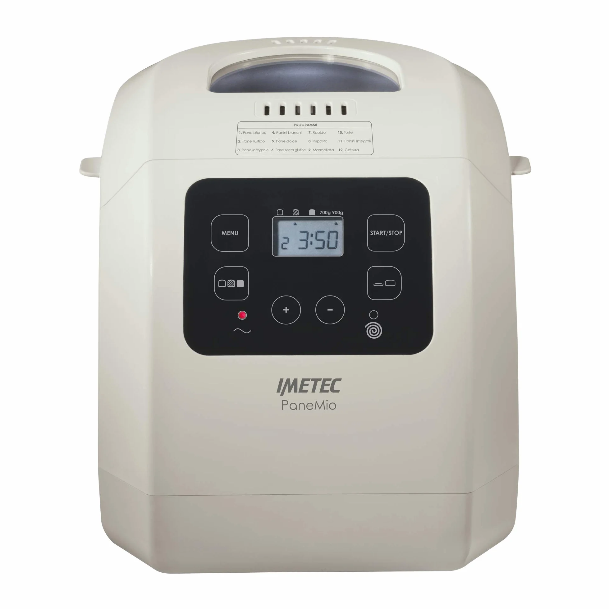 Imetec Panemio macchina del pane, Impasta lievita e cuoce, 12 programmi, cestello pagnotta, Accessorio panini, 3 livelli di doratura, Avvio programmabile, 550 W, Ricettario
