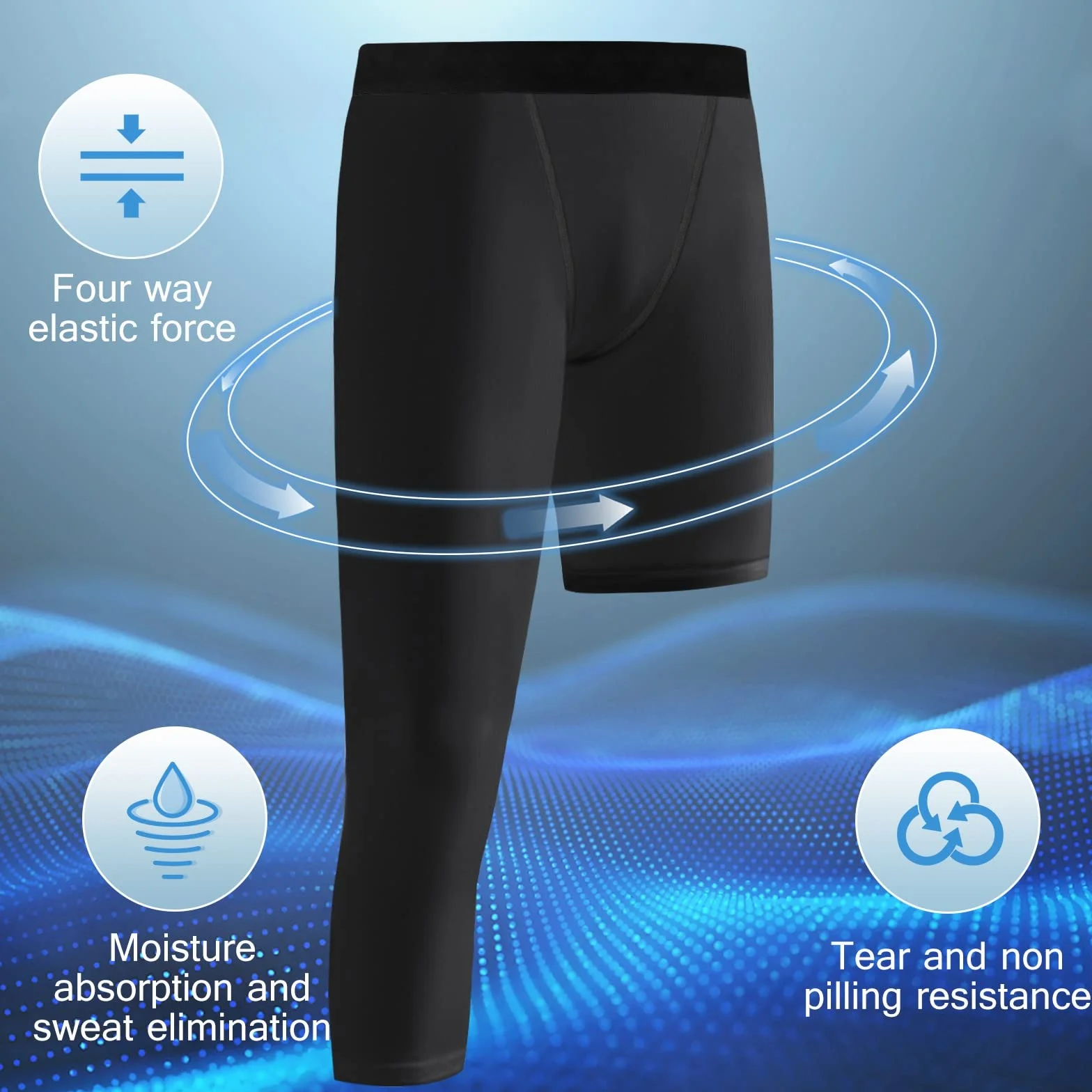 2-Pack Bambino Pantaloni a Compressione Monopiede 3/4 Leggings per Basket Running Capri Collant Sport Athletic Base Layer