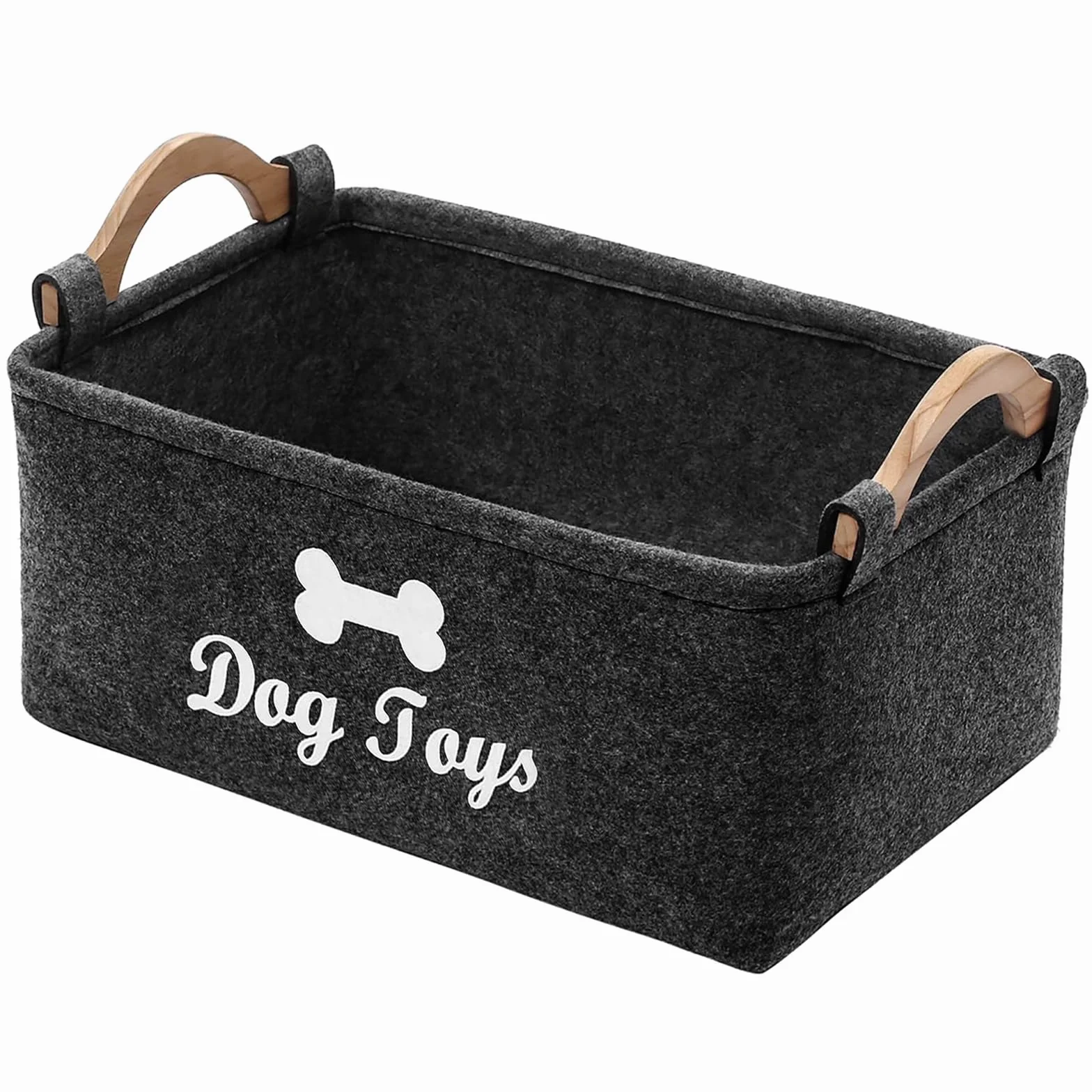 Pet Pet Toy Organizer Scatola Rettangolare Cucciolo Cestino di Immagazzinaggio Del Feltro Del Giocattolo Del Cane Grigio Scuro Organizzare Giocattoli Per Animali