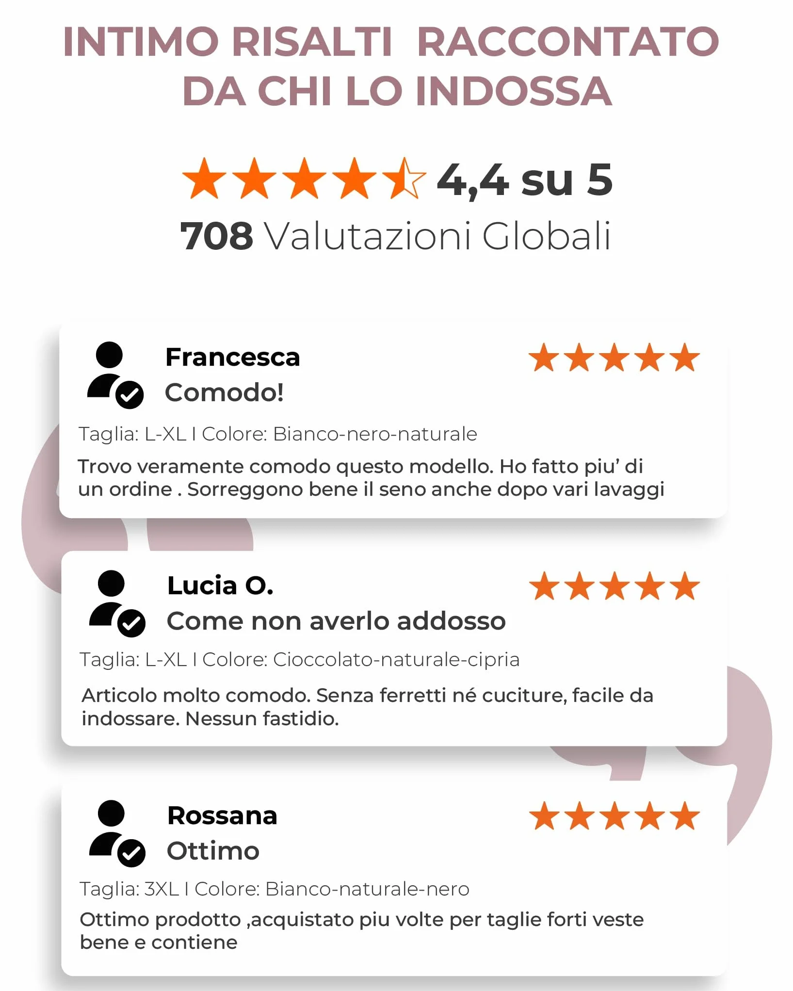 Risalti Reggiseno Senza Ferretto Spalla Larga 3 pz - Bralette Donna Senza Cuciture ed Etichette, Reggiseno Donna in Microfibra Elasticizzata, Brassiere, Top Morbido, Intimo - Made in Italy