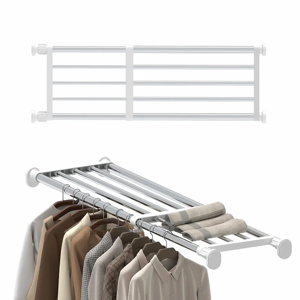 Hershii Regolabile Scaffale Divisorio per Guardaroba Rack di Stoccaggio