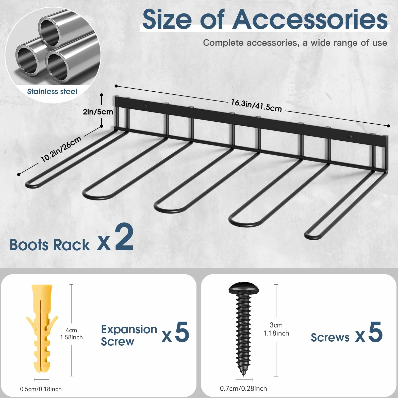 zacurter Welly Boot Rack – Supporto da parete per 4 paia – Rack di stoccaggio in metallo per esterni e interni – Scarpiera per ingresso e garage