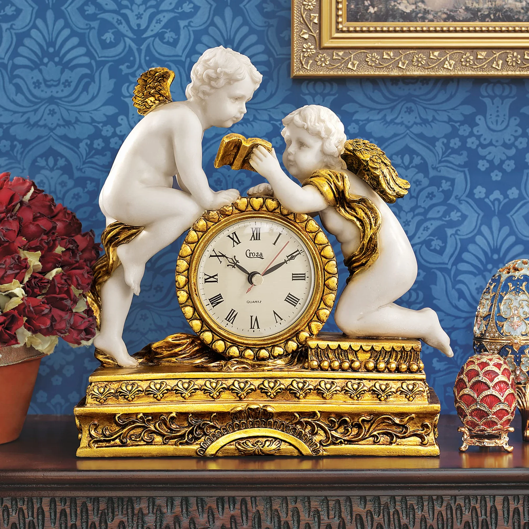 Design Toscano KY72570 Orologio Cherubini di Château Carbonne, Avorio