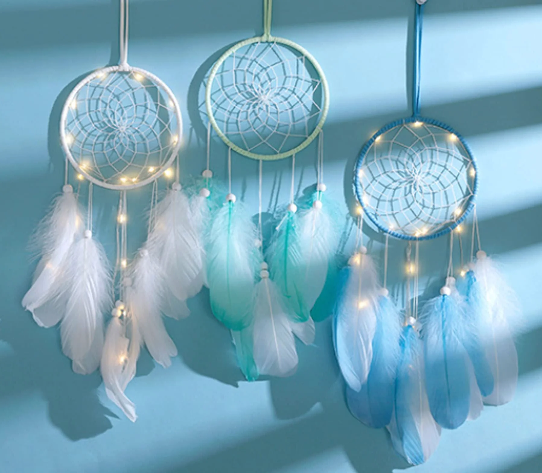 Boho Dream Catcher Acchiappasogni Piume Mano Decorazione Parete Viola