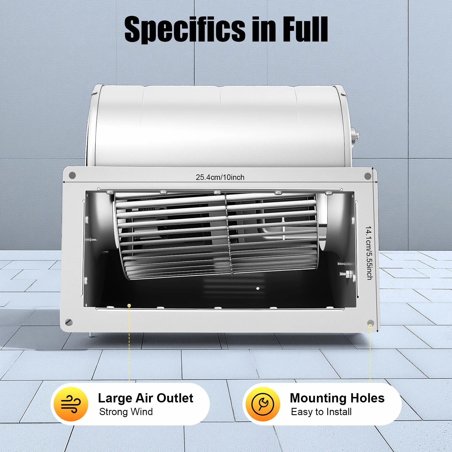 Ventilatore Centrifugo φ146mm 220V, Doppio Ingresso 840m3/h, Ventilatore Radiale 150W, 1300giri/min Aspiratore Industriale per Camino, 60 dB Ventilazione Raffreddamento