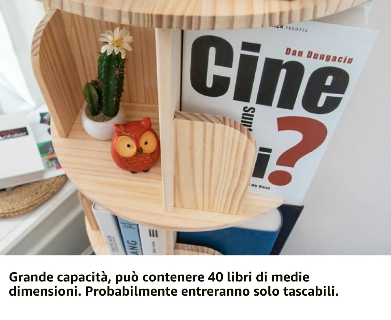 Heehee Libreria rotante a 360 gradi, libreria da pavimento, per bambini e adulti, organizer multifunzionale (3 livelli)