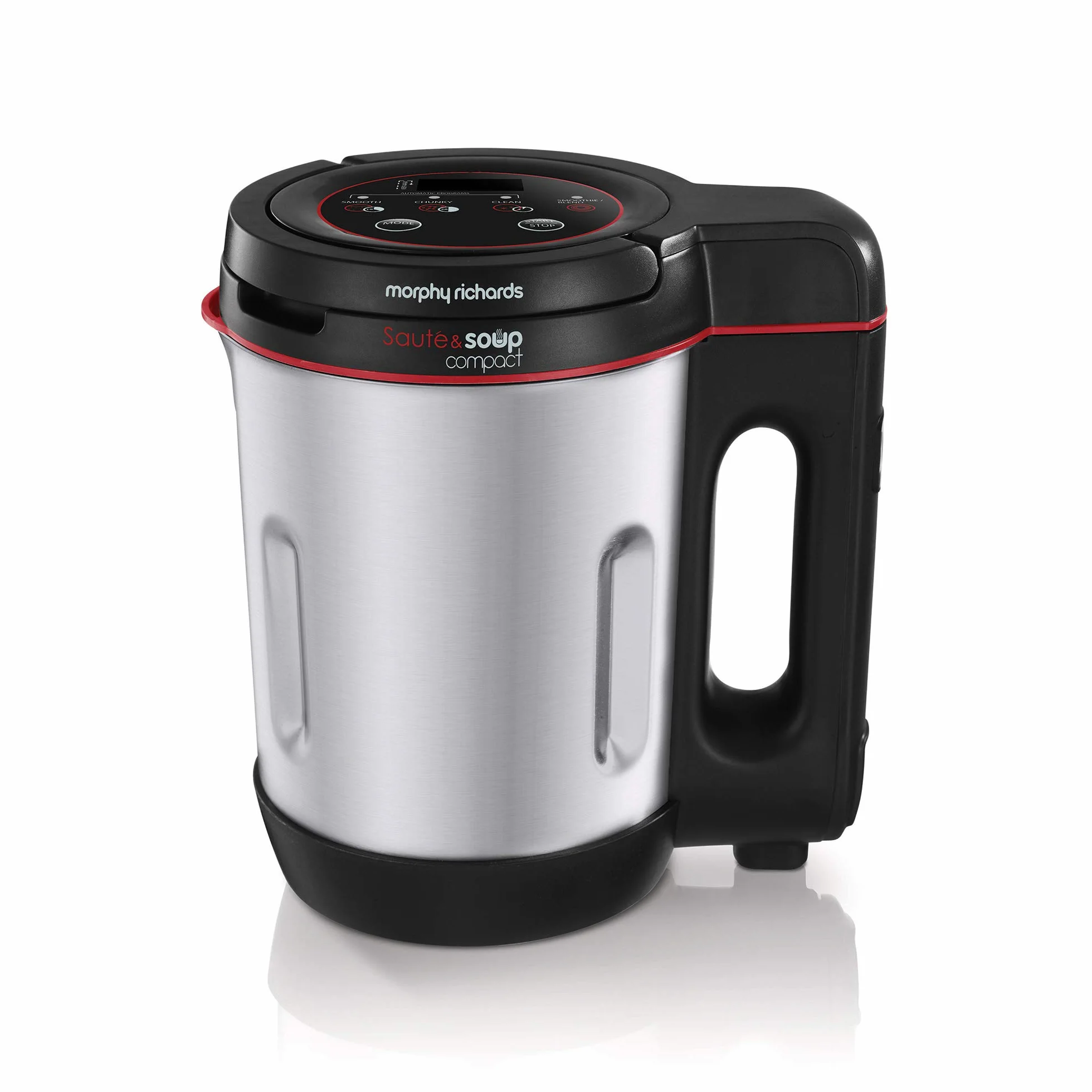 Morphy Richards 501027 - Padella compatta per sauté e zuppe, in acciaio inox, 900 W, 1 litro, alluminio spazzolato e nero