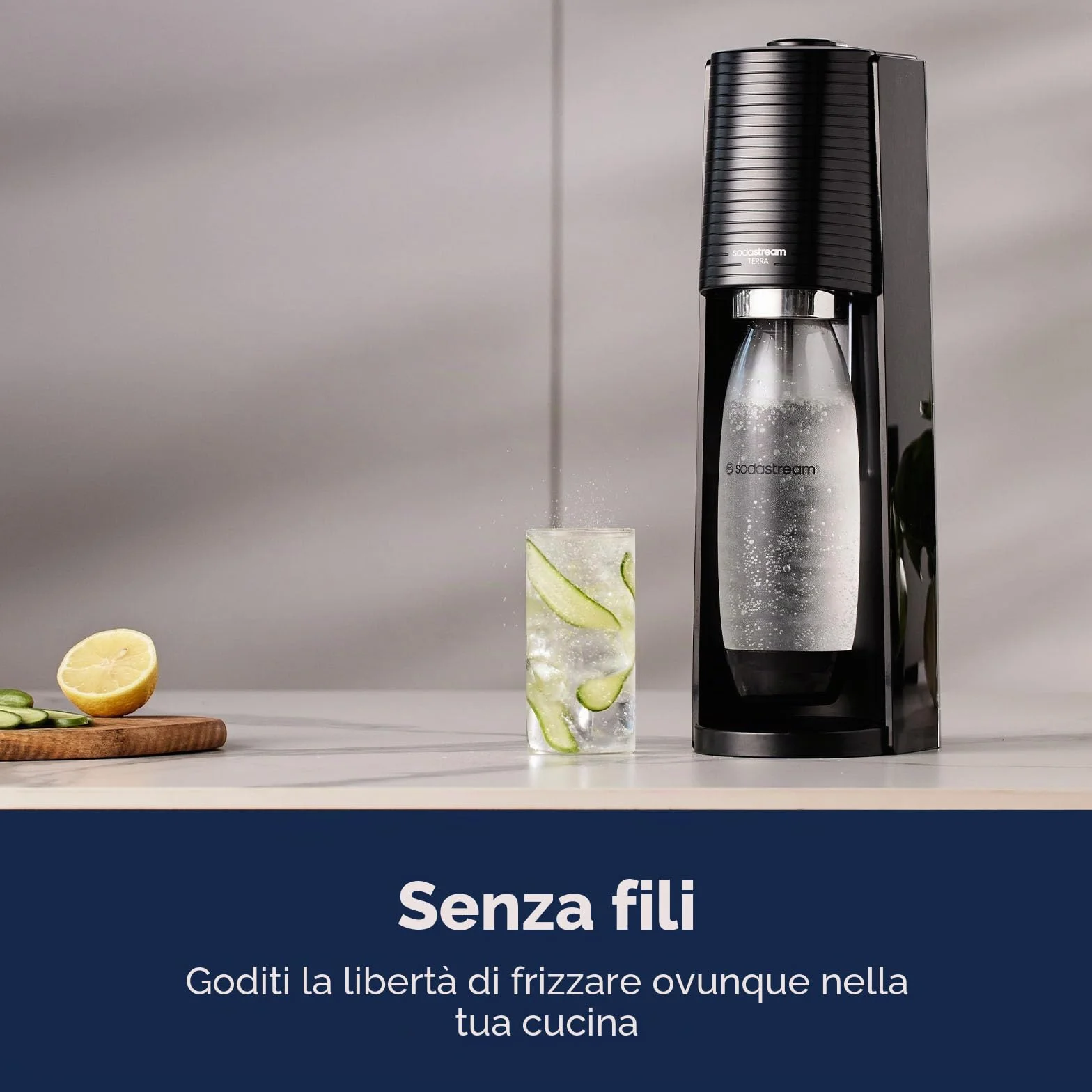 SodaStream Terra Macchina per acqua frizzante Nero con CO2 bottiglia lavabile in lavastoviglie