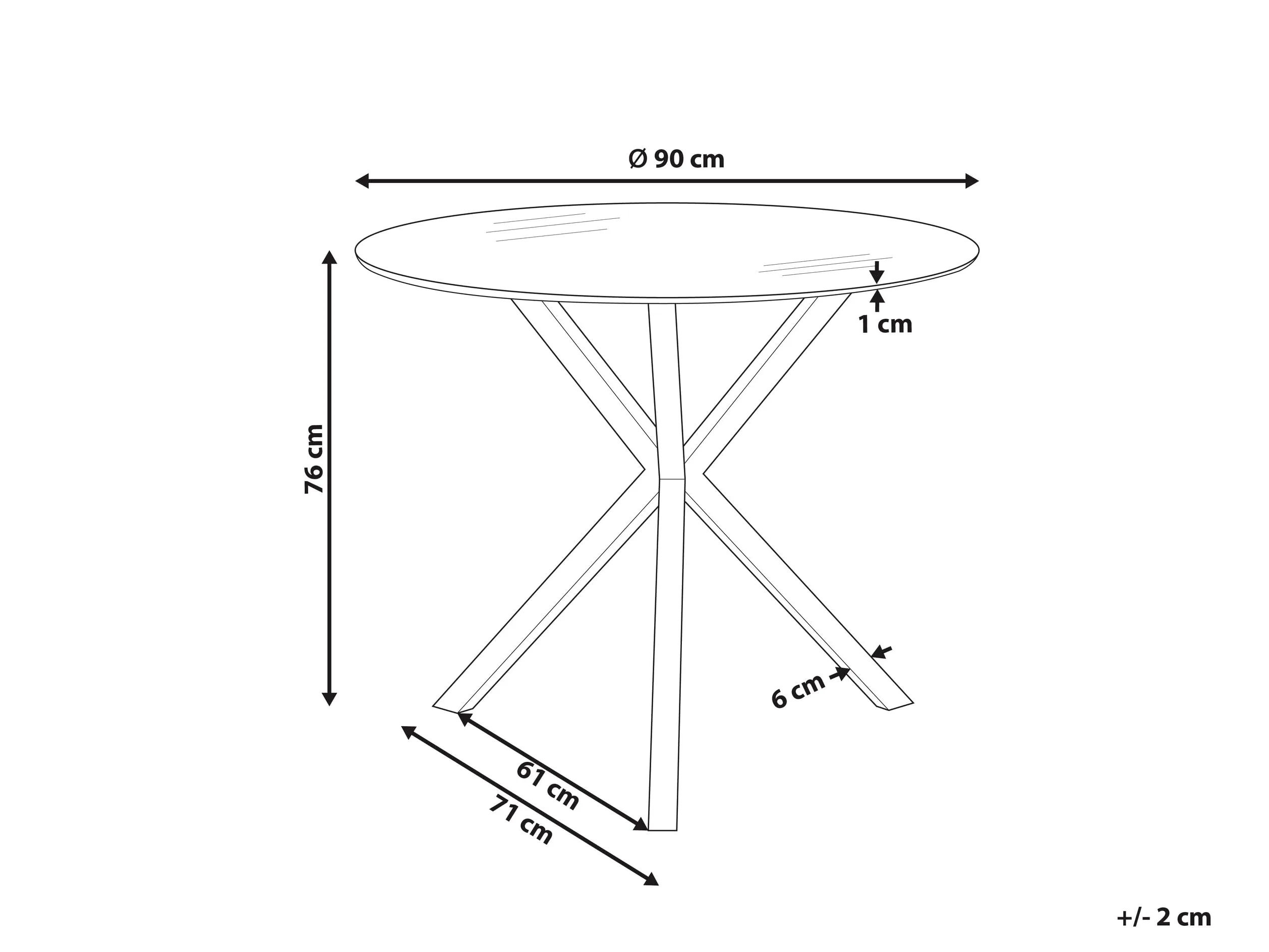 Tavolo da pranzo rotondo moderno glam ⌀ 90 cm 4 persone piano in vetro temperato Oro