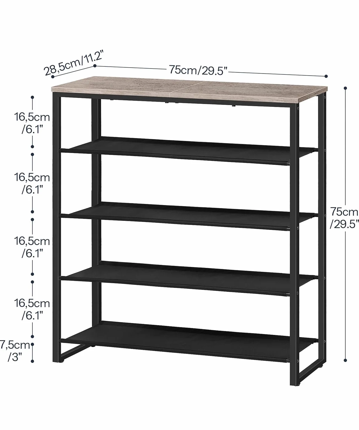 HOOBRO Scarpiera a 5 Ripiani Portascarpe Organizzatore 16-20 Paia di Scarpe 4 Ripiani in Tessuto Oxford Grigio Talpa