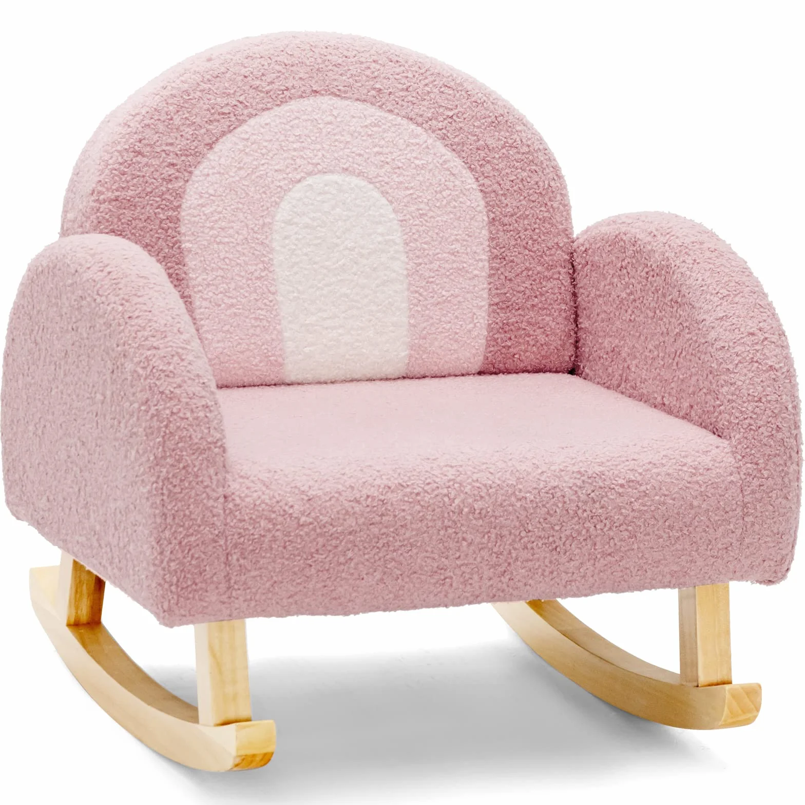 COSTWAY Sedia a Dondolo per Bambini con Gambe in Legno Massiccio, Poltrona a Dondolo per Bambini con Cuscinetti Antiscivolo, per Stanza dei Giochi, Camera da Letto, Scuola Materna (rosa)