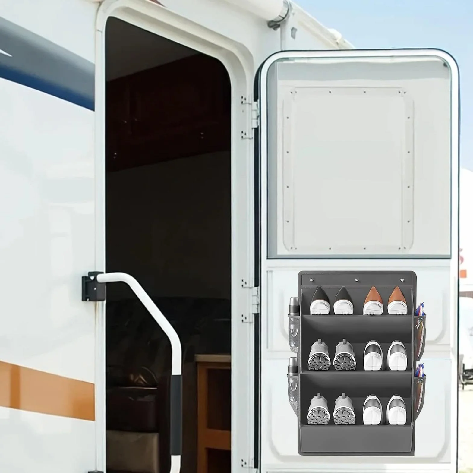 Scarpiera a muro a 3 strati, organizzatore porta camper, portascarpe pieghevole in tessuto Oxford