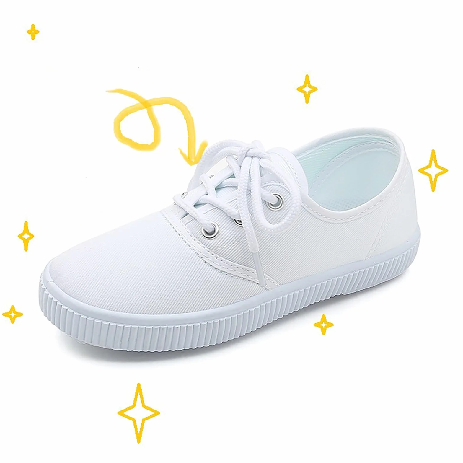 Bambini Scarpe da Ginnastica in Tela Bianca Traspirante Leggere Chiusura a Gancio e Anello