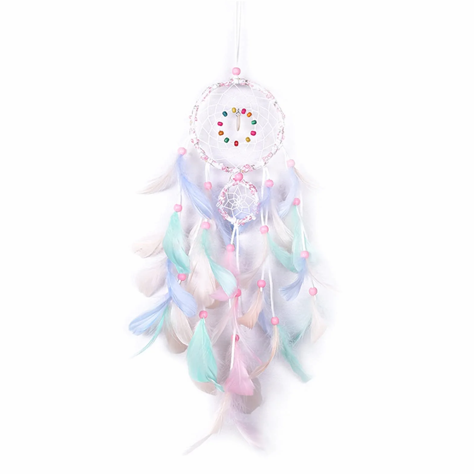 FuninCrea Acchiappasogni Fatti a Mano in Macramè, Kit Dream Catcher 3D con Pizzo Intrecciato, Decorazione Parete Sospesa Rosa