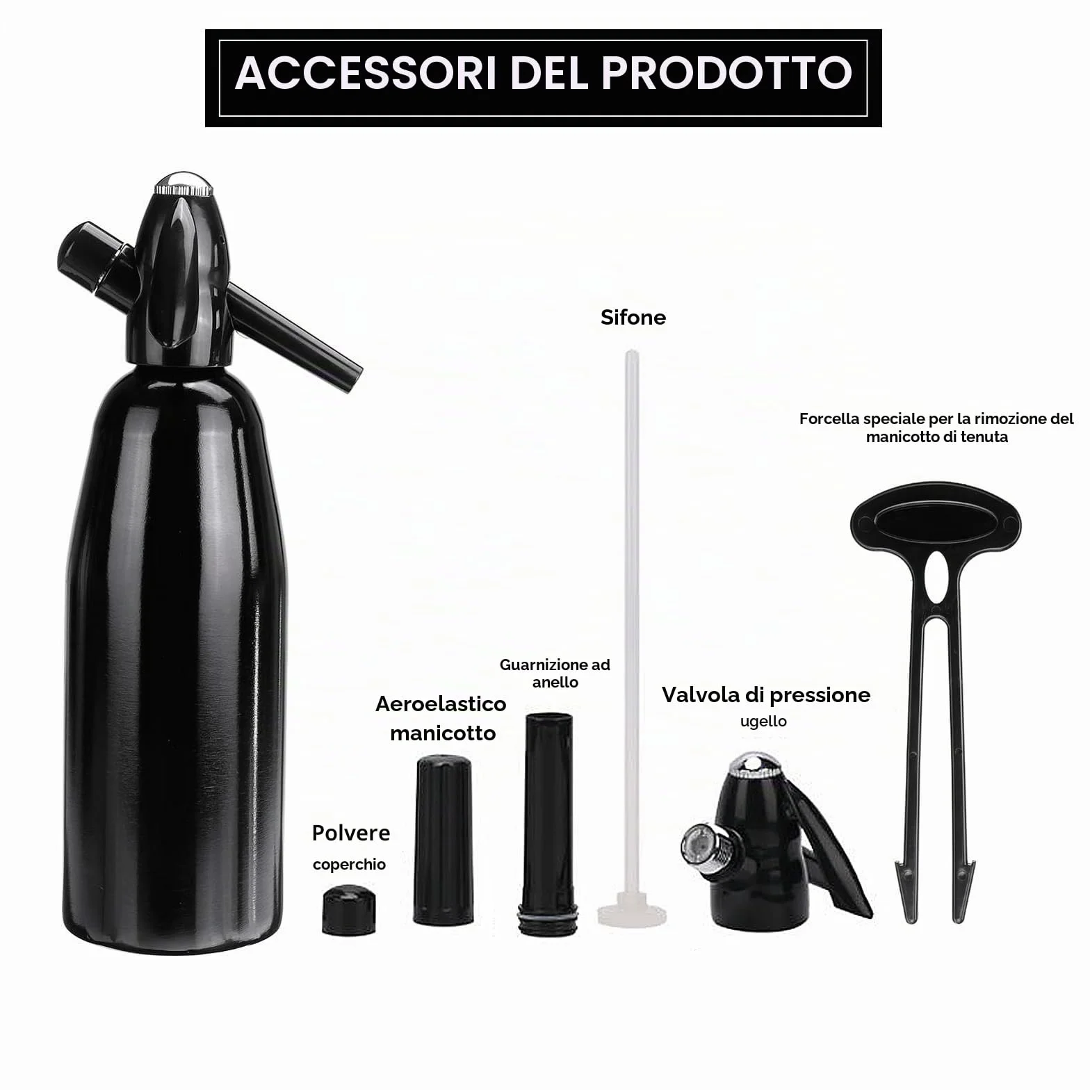 Soda Maker 1L Alluminio Sifone per Soda con Regolatore di Pressione