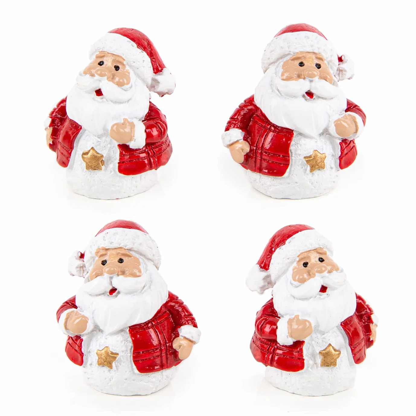 Logbuch-Verlag Mini personaggi di Babbo Natale 3 cm – 12 pezzi piccoli Babbo Natale rosso bianco con stella dorata – decorazione da tavolo e regalo di Natale