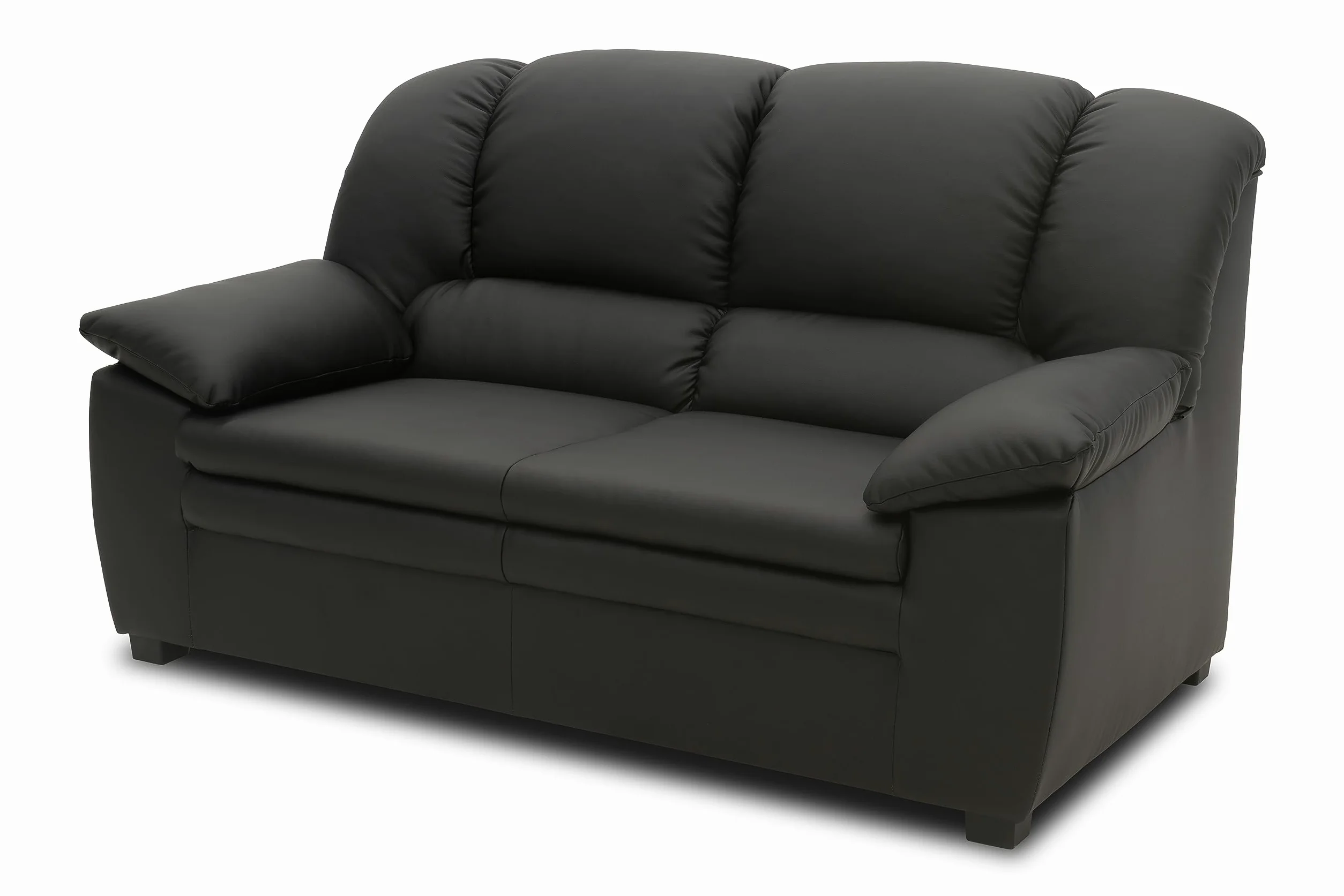 DOMO. collection Divano Ambato in pelle a 2 posti dal design classico, 2 divani in similpelle, 159 x 92 x 88 cm (larghezza x profondità x altezza), nero