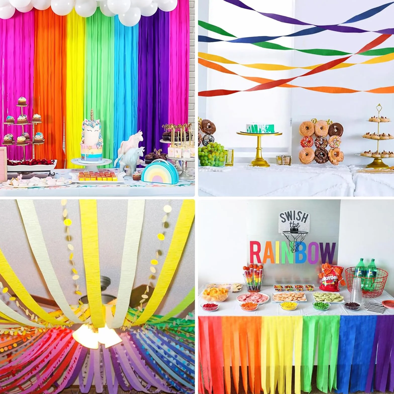 Rotoli Carta Crespa Colorata 4.5 cm x 10 m per Decorazione Nozze Compleanno