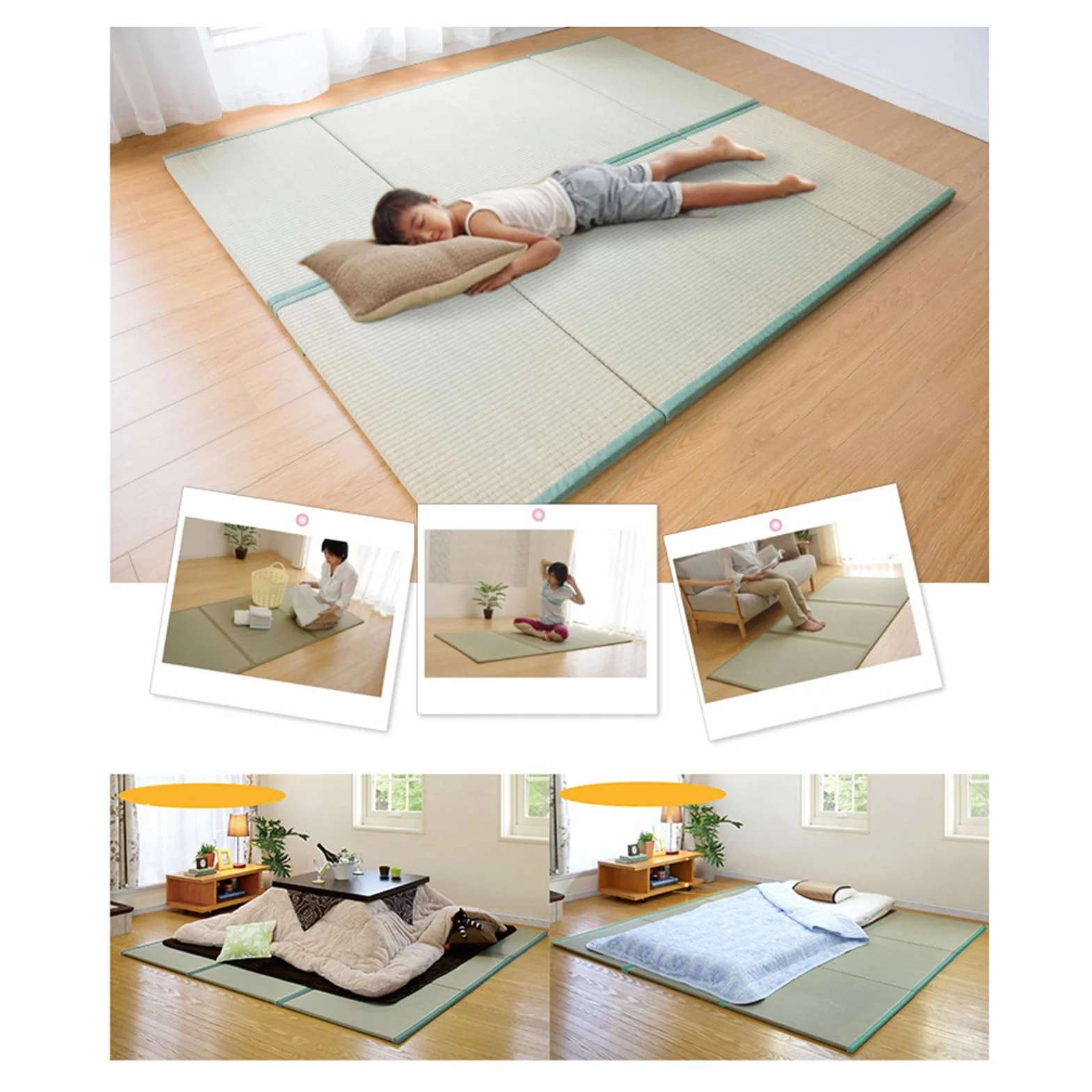 Tappetino Tatami Tradizionale Giapponese - Materasso Futon Solido E Confortevole A 4 Pieghe Erba Verde Naturale - Ottimo Per La Meditazione, Lo Yoga, La Sala Zen, La Sala Da Tè Giap(Size:90x200x3.5cm)