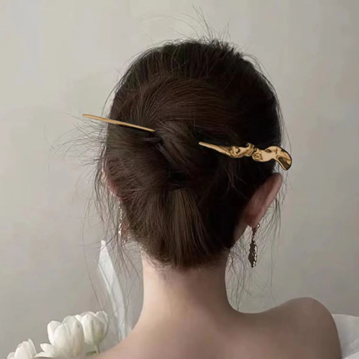 POPETPOP Hair Stick 2 Pezzi Lega di Zinco Oro Accessorio Chioma Donna Vintage Elegante Resistente Banchetto Matrimonio