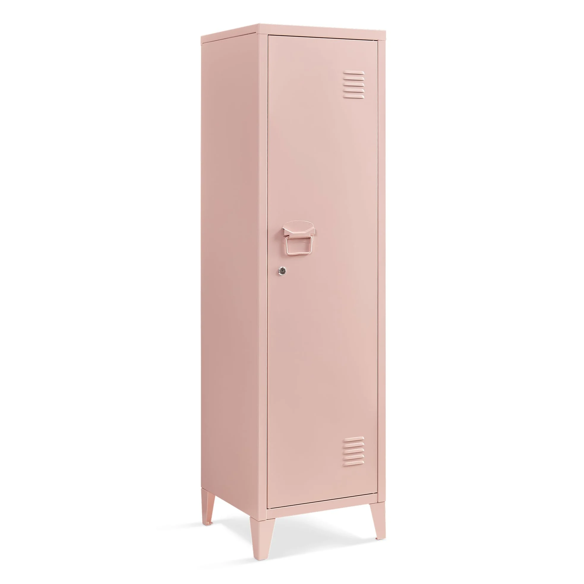 [en.casa] Armadio da Ufficio con Anta e Serratura Mobile in Acciaio per Archivio con 3 Scomparti Armadio da Spogliatoio 137 x 38 x 38 cm Beige Pesca