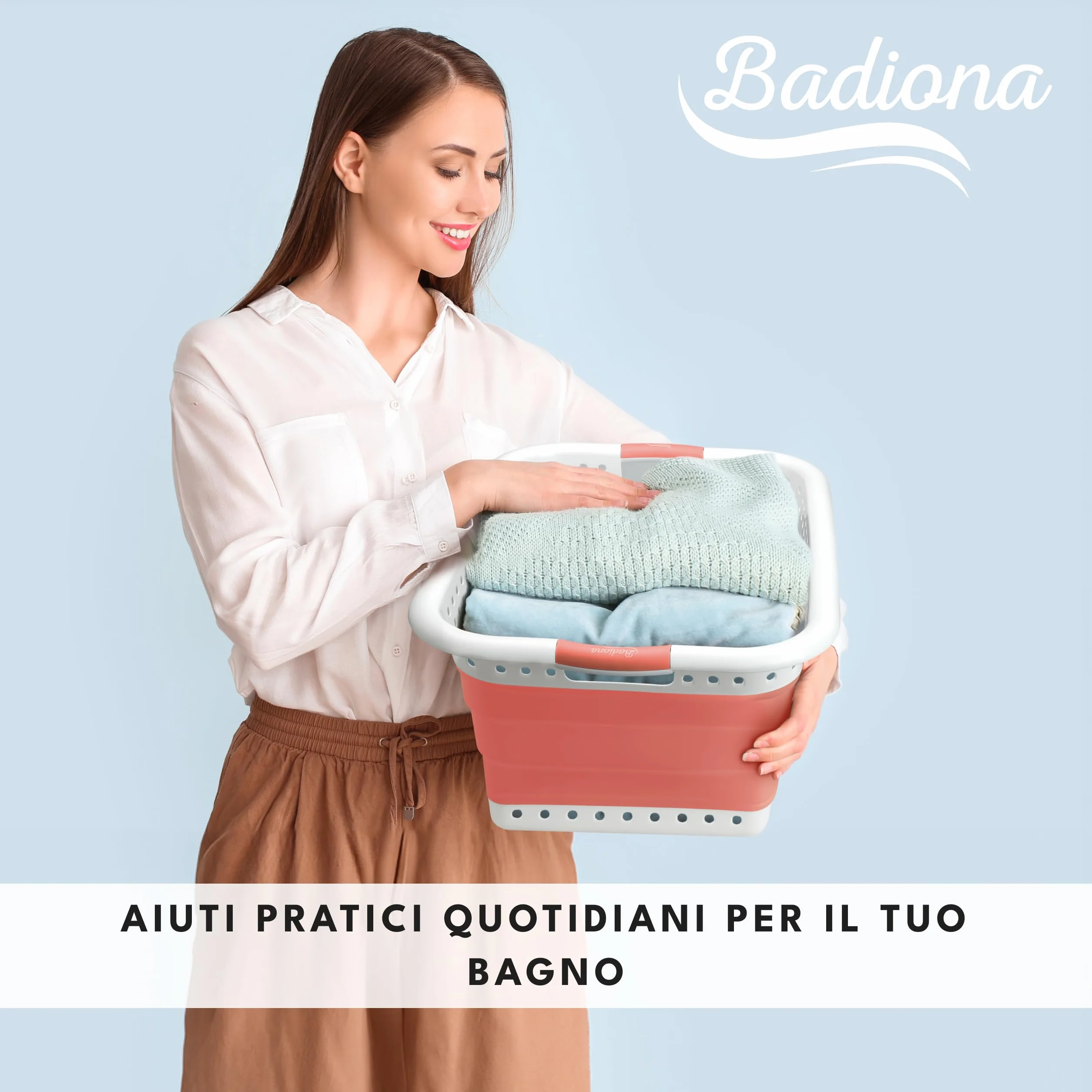 Set di 2 Bacinella pieghevole bucato -2x 36 litri & Uso universale I Cesta portabiancheria pieghevole Catino Cesto portabiancheria da stirare Laundry basket Ceste panni grande Cesti