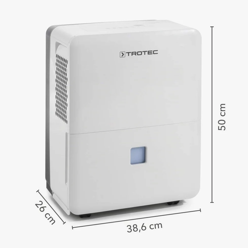 TROTEC Deumidificatore elettrico TTK 96 E – potenza 30 L/giorno – superficie 90 m² / 230 m³ – deumidificatore per ambienti – per appartamenti e camere da letto