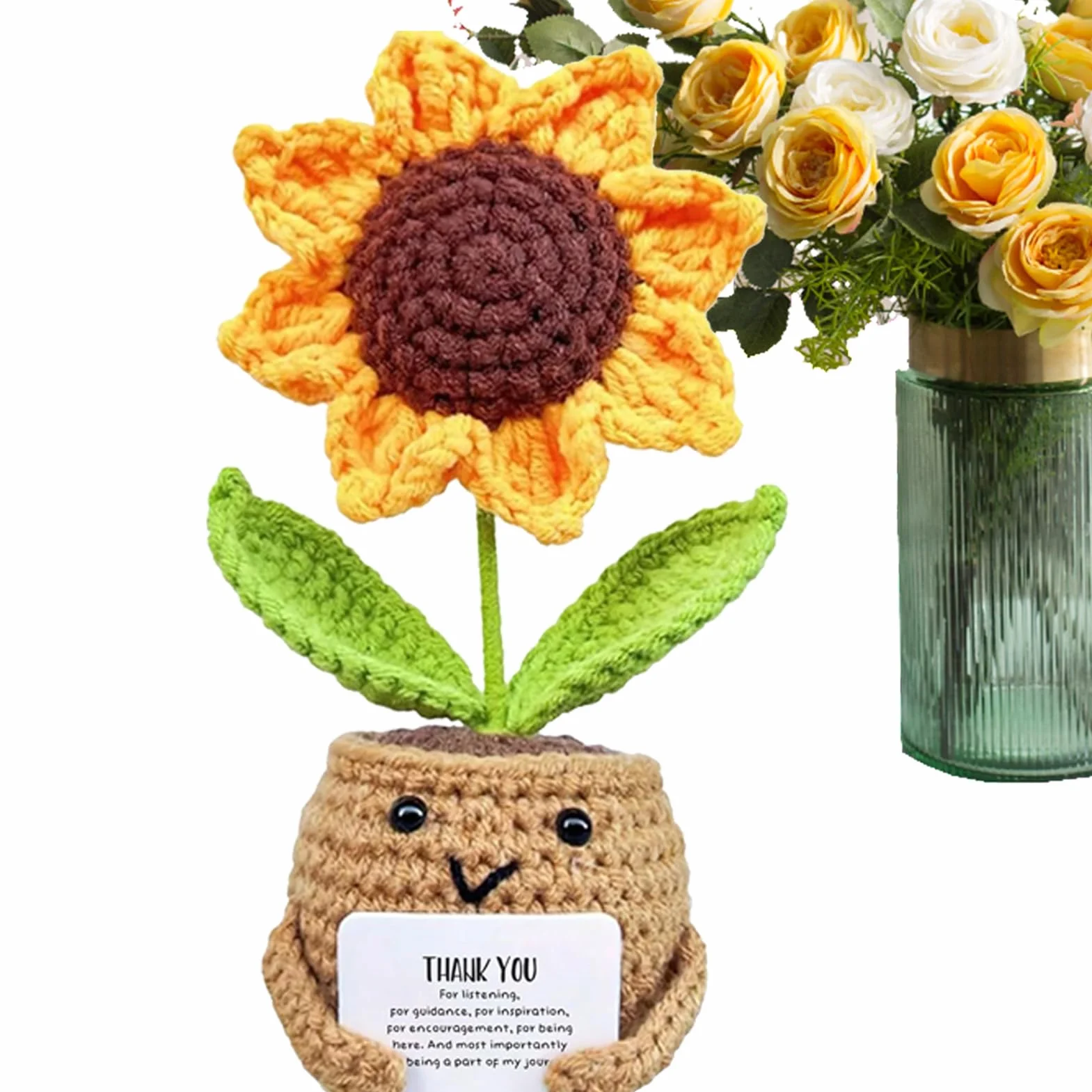 Generisch Supporto emotivo girasole, Girasole Positivo - Bambola edificante, M