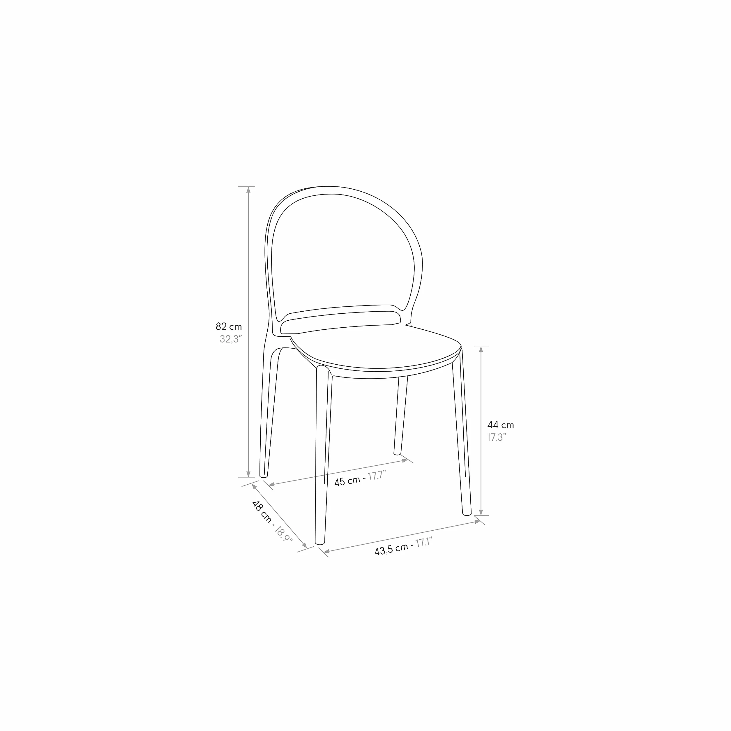 PAZZO DESIGN Sedia Stefania, Set Da 4, Nero, Sedie Polipropilene, Cucina, Sala Da Pranzo, Giardino, Impilabili - id_1993