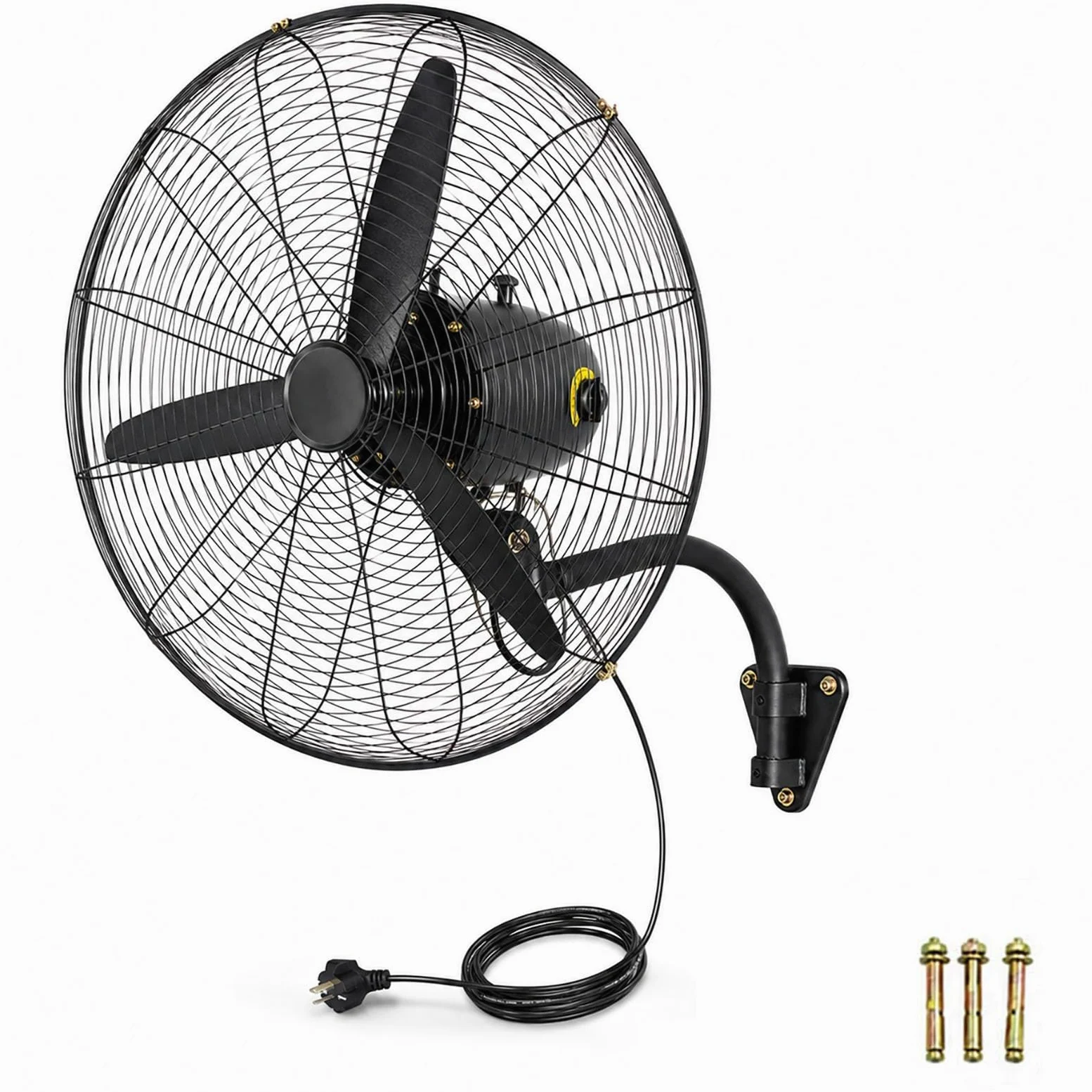 Ventilatore Industriale da Parete 55/70/80 cm, Oscillante, 3 Velocità, Nero | Grande, Motore in rame, metallica, cavo 3 m, per garage, officina, magazzino Palestra e Ristorante(70cm/27inch)