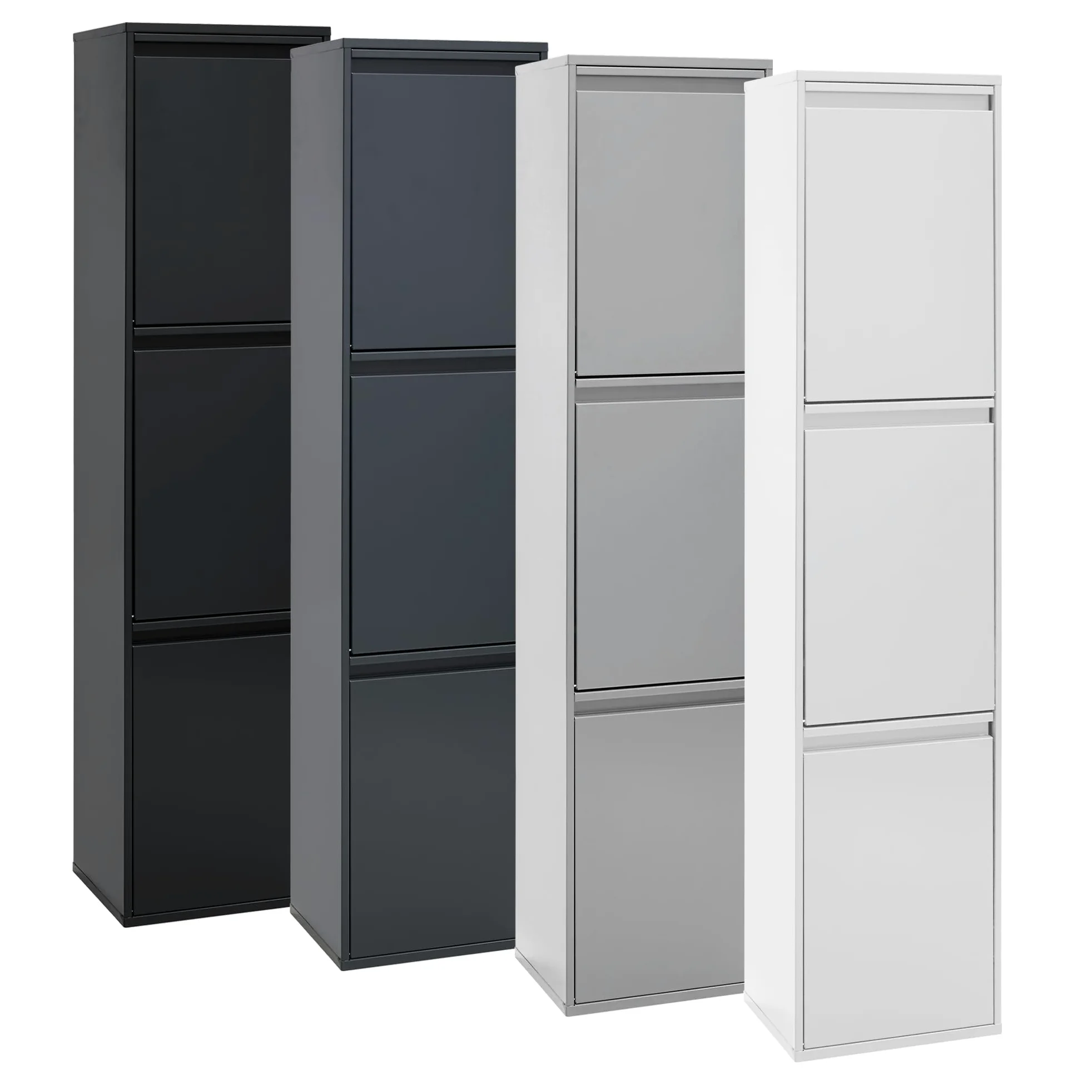 Arregui Basic CR302-B Pattumiera Differenziata 3 Scomparti | 3x 17L (51L) | Contenitore in Acciaio da Interno | Mobile per Raccolta Differenziata | Cestino per Spazzatura da Cucina e Ufficio | Grigio