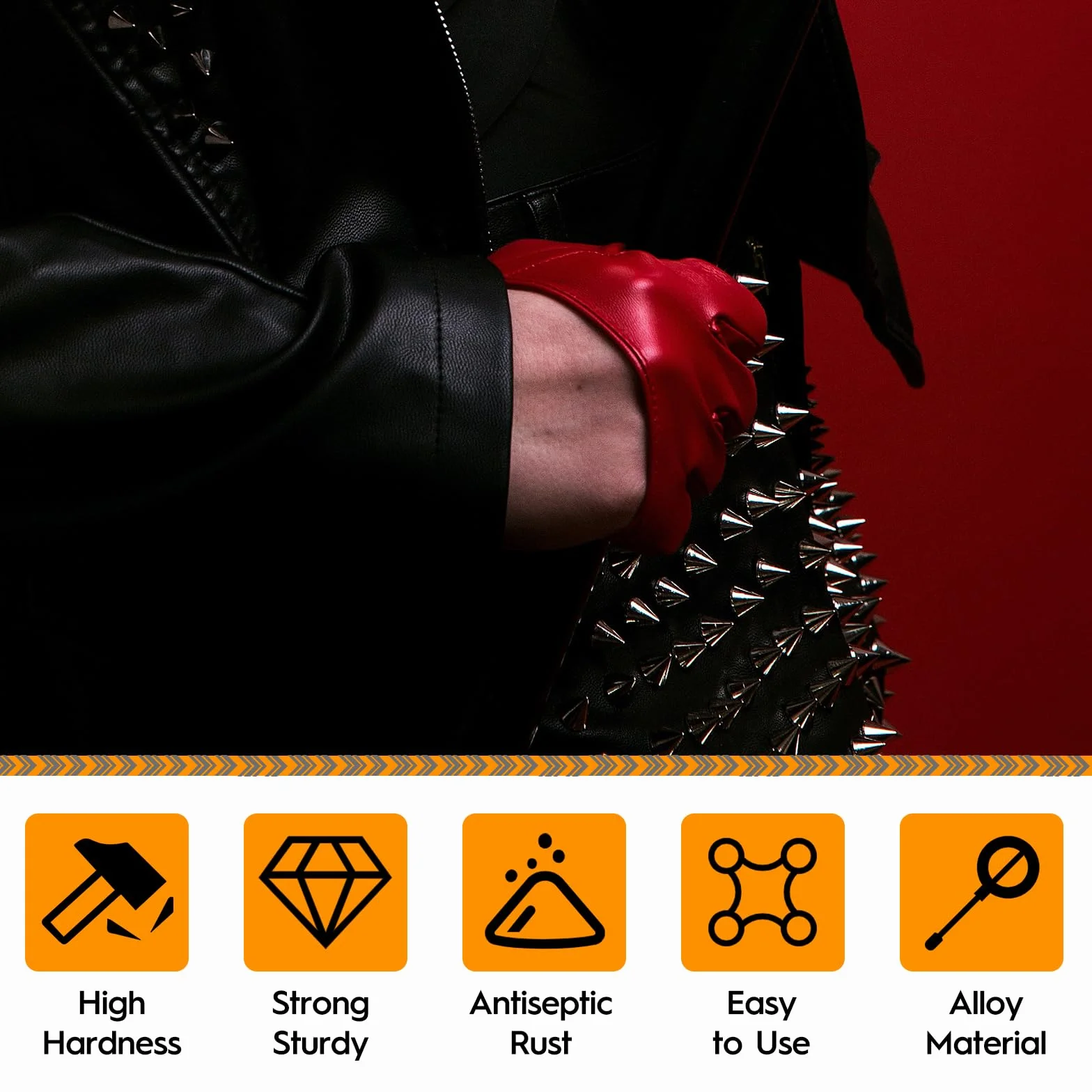 100 pz Spikes Studs 7mm Metallo Cone Spikes Rivet, Punk Rock Vite Back Studs per DIY Borse Abbigliamento, con cacciavite (argento, 3 dimensioni)
