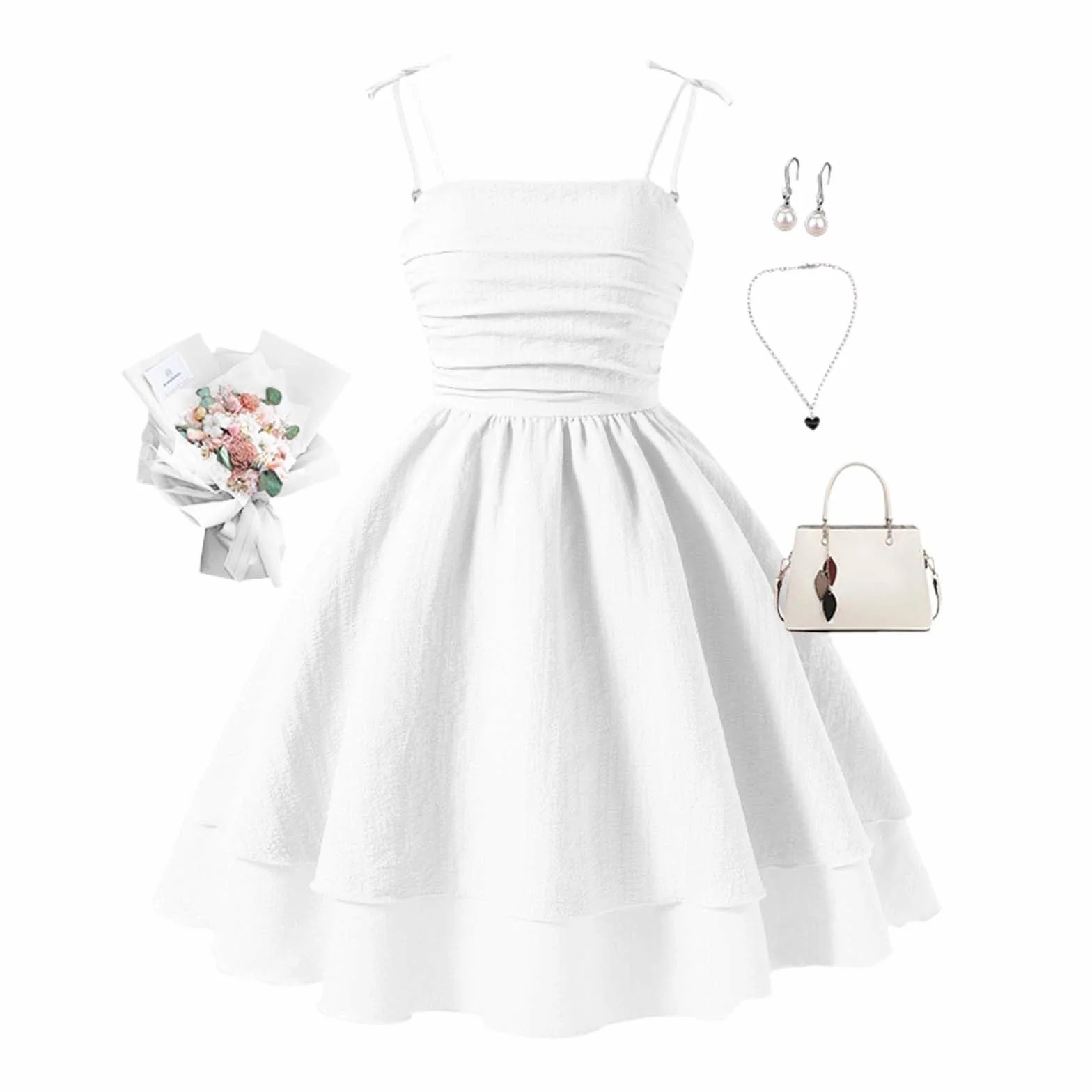 Vestito estivo da ragazza bianco senza maniche casual 8-12 anni