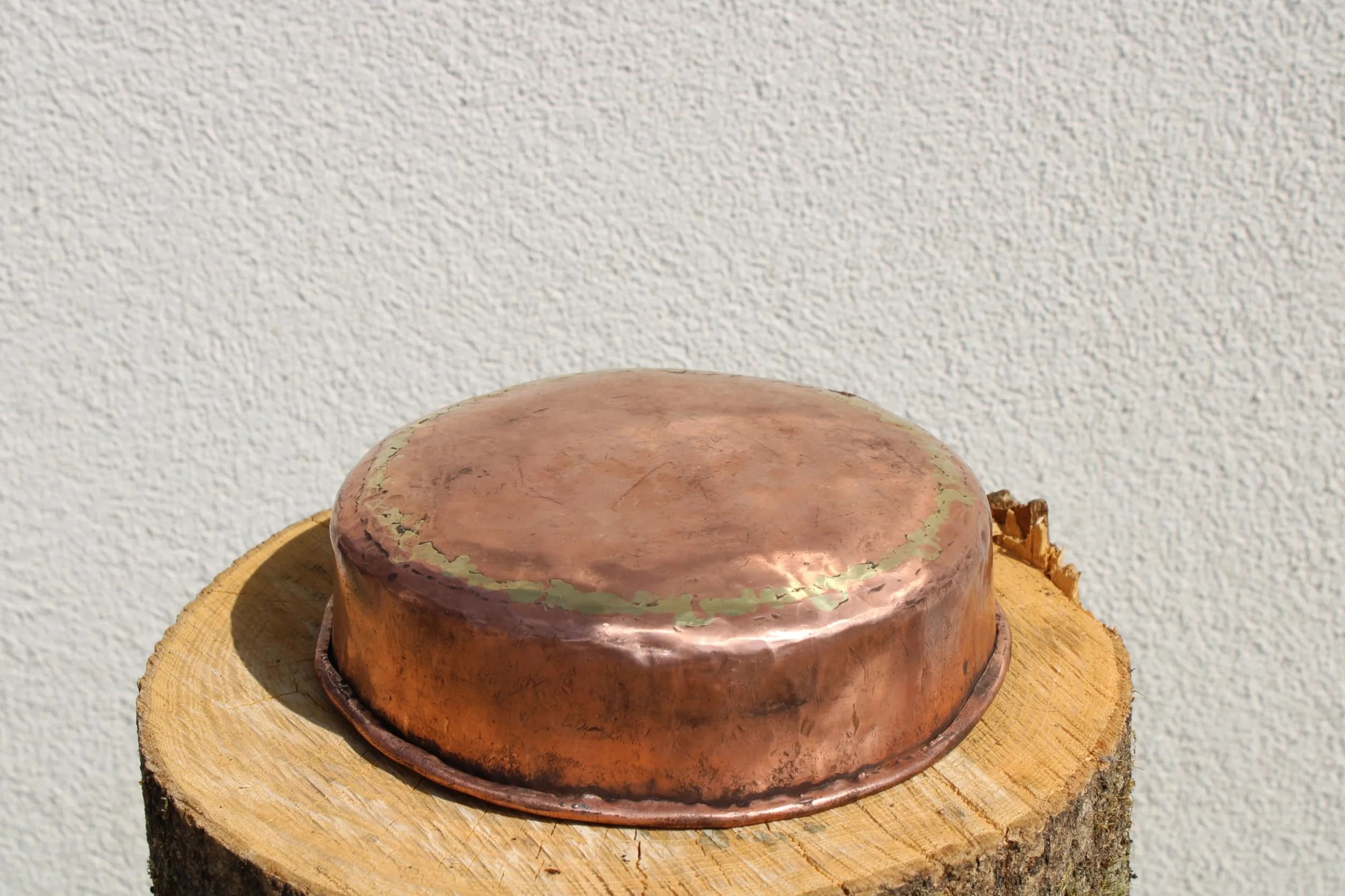 Pentola da Forno Rotonda in Rame, Stagnata all'Interno, Fatta a Mano, Pirofila Tradizionale con Manici ad Anello, per Cottura Professionale (30 cm)